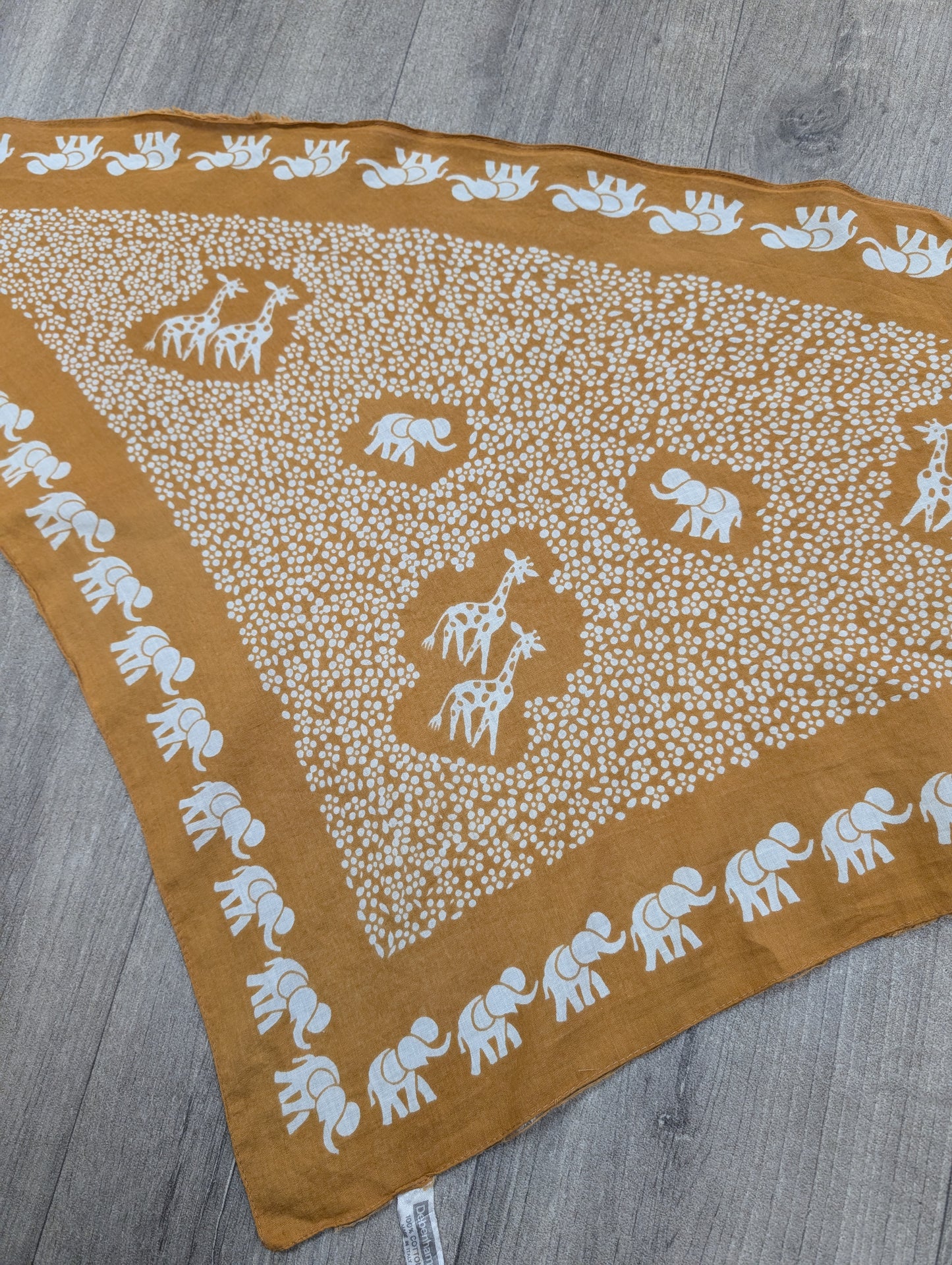 1970s Debenhams cotton safari animal print triangle scarf