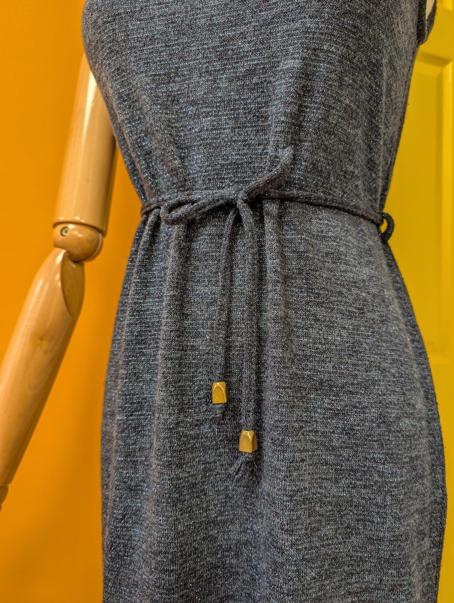 90s sparkly blue dress and belt - XS/S