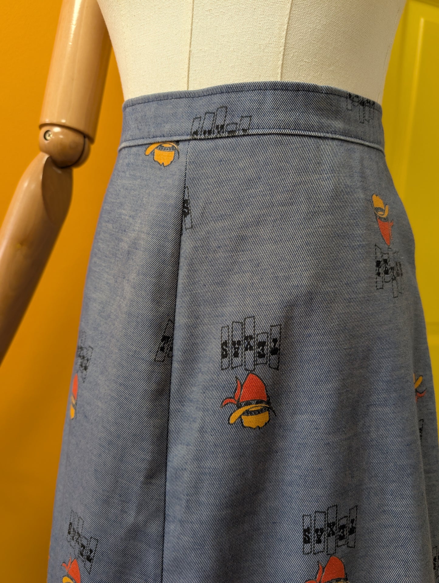 1970s Texas novelty print western skirt - 27" waist