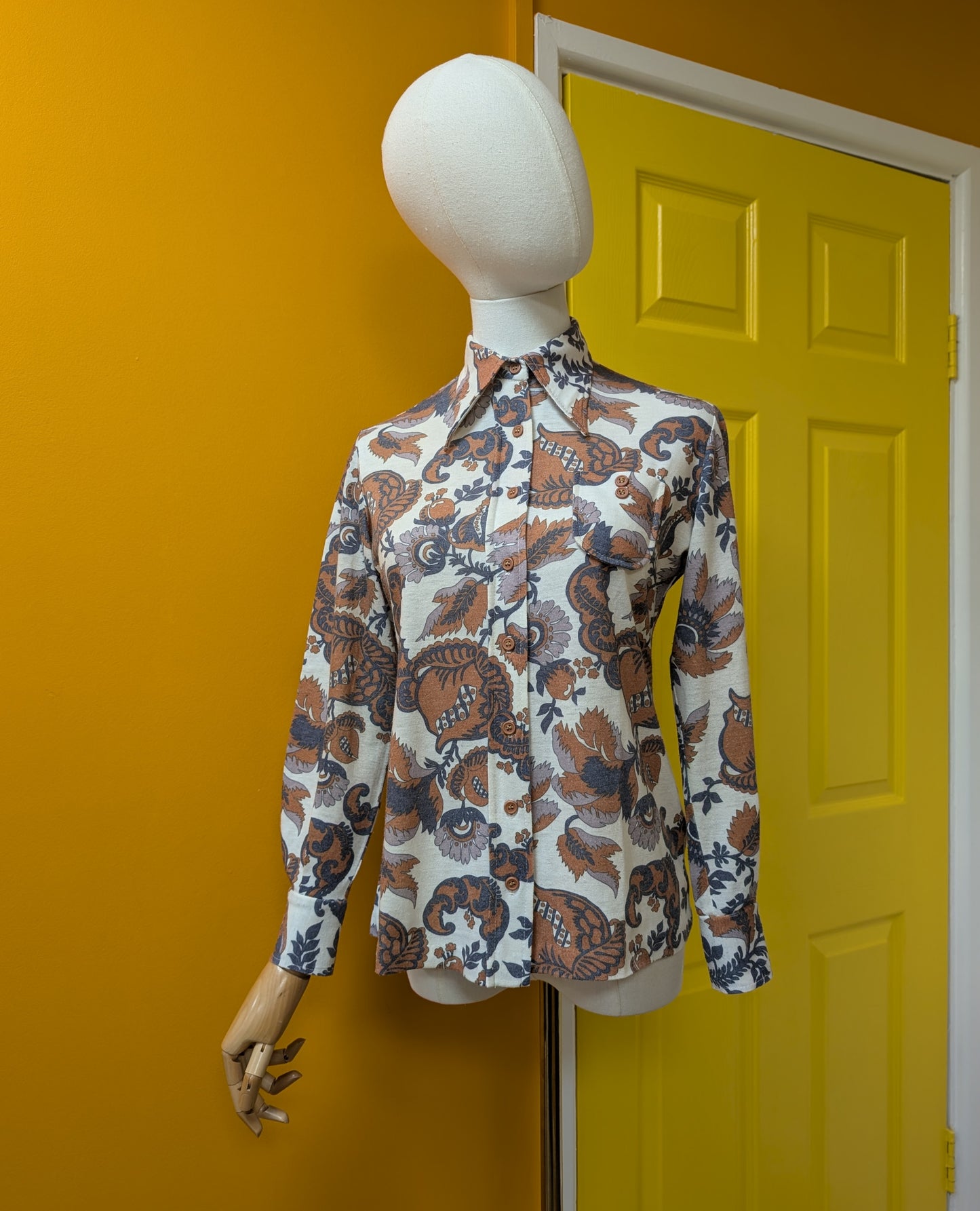 1970s David Keys dagger collar shirt - S