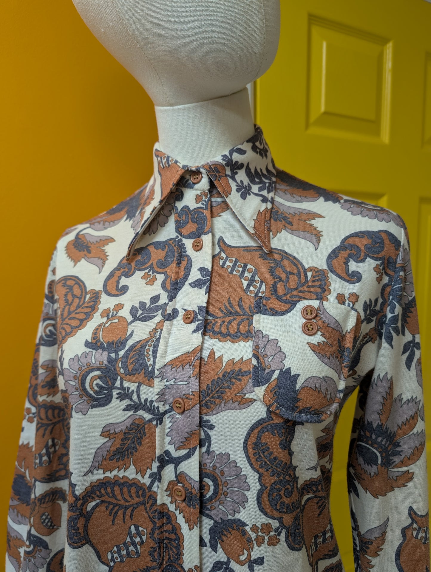 1970s David Keys dagger collar shirt - S