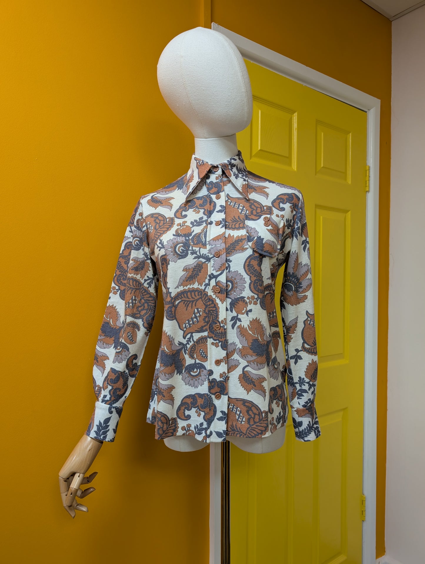 1970s David Keys dagger collar shirt - S