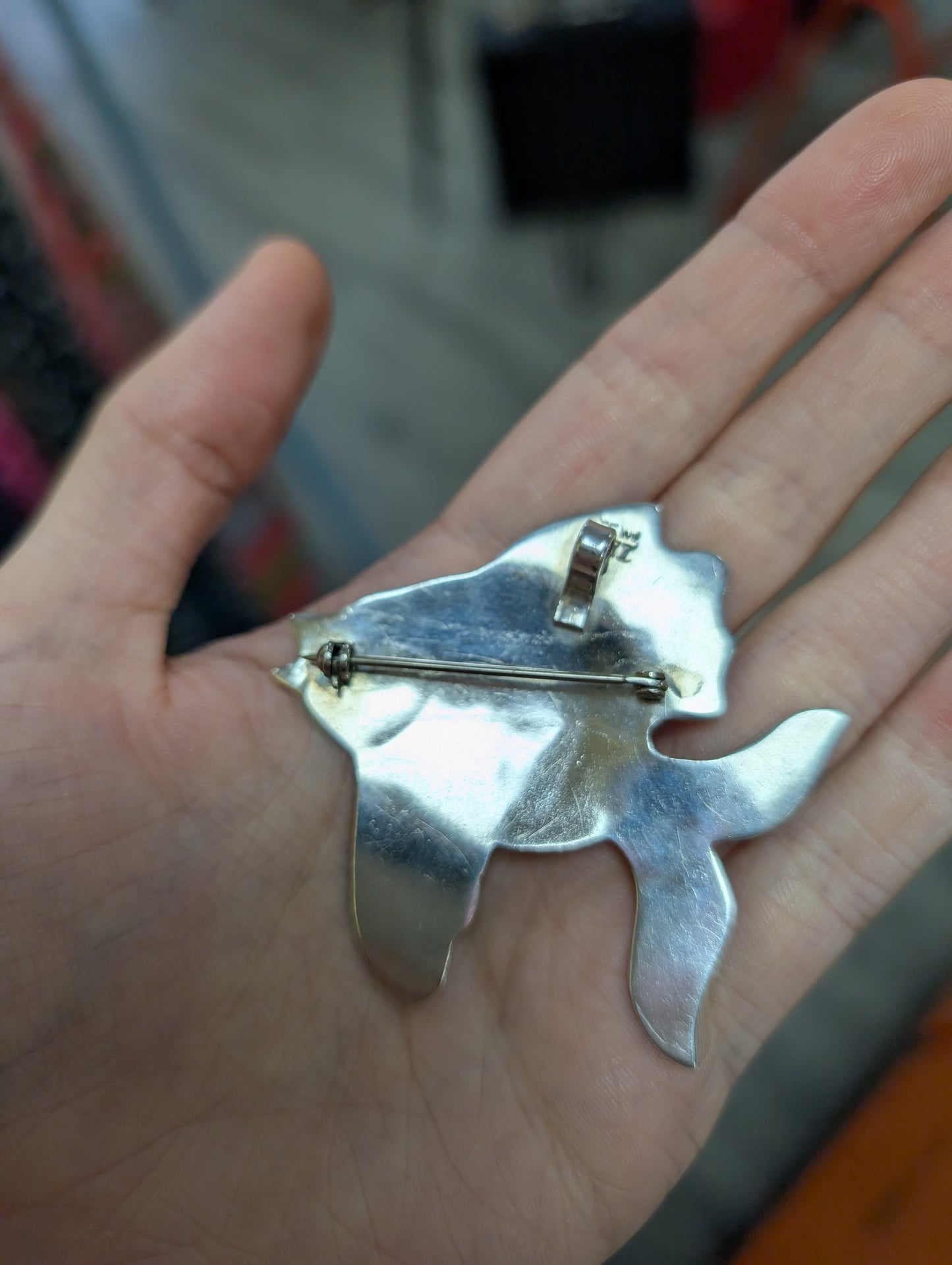 Mexican silver fish brooch/pendant