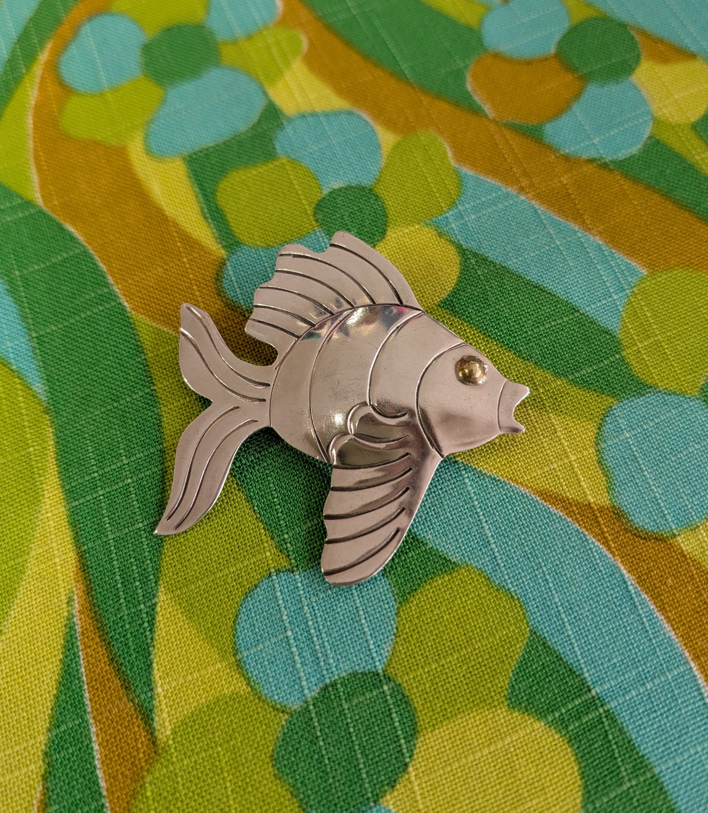 Mexican silver fish brooch/pendant
