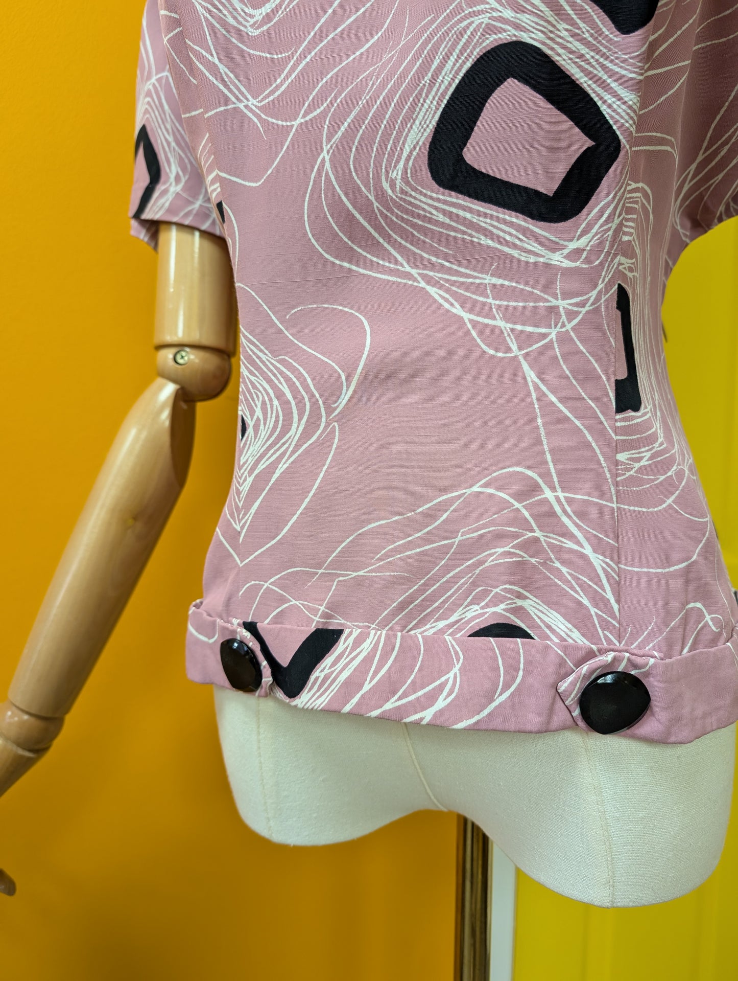 Gorgeous 1950s abstract print top - M