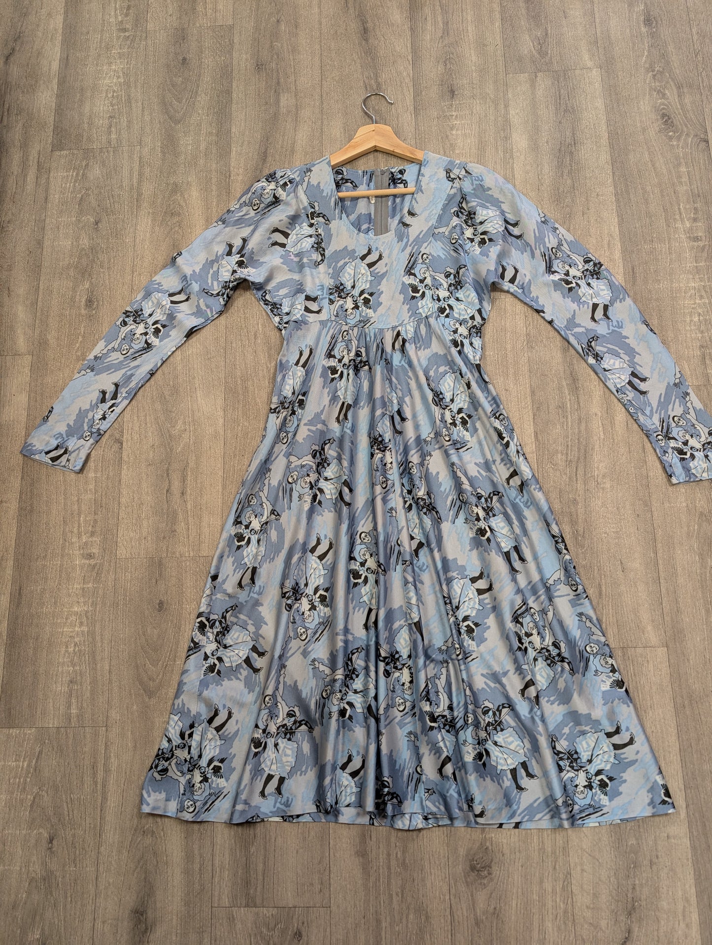 1970s novelty Pierrot clown/harlequin print dress - XS/S