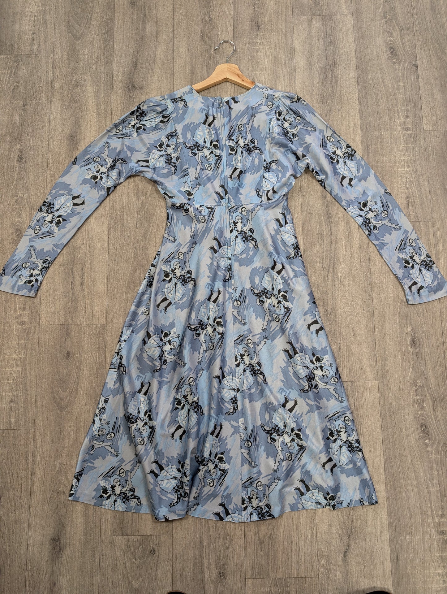 1970s novelty Pierrot clown/harlequin print dress - XS/S