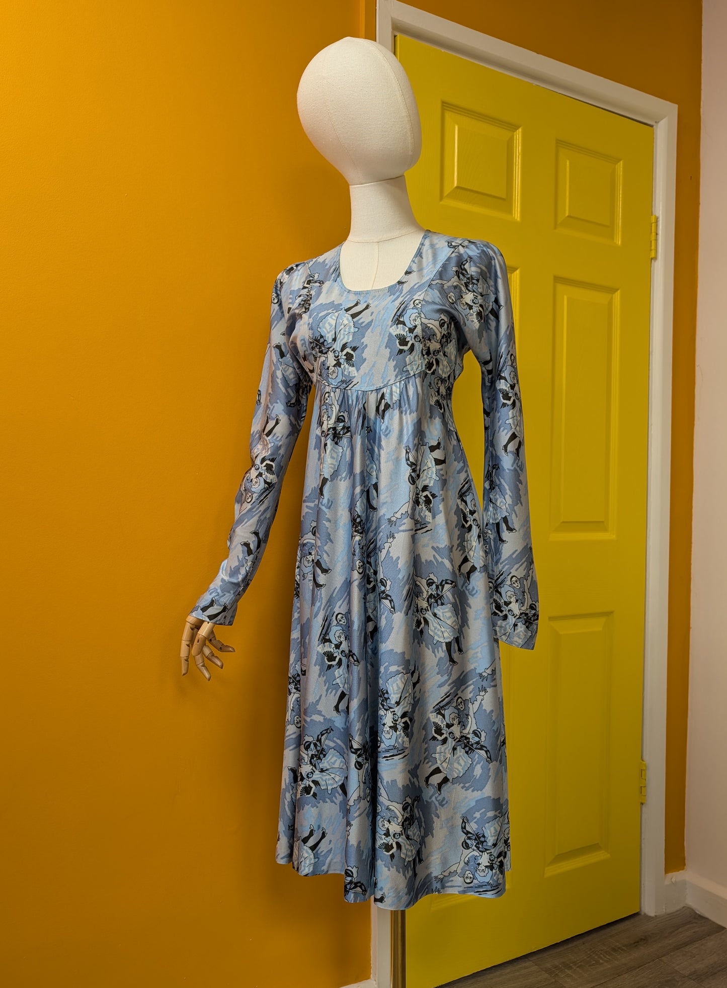 1970s novelty Pierrot clown/harlequin print dress - XS/S