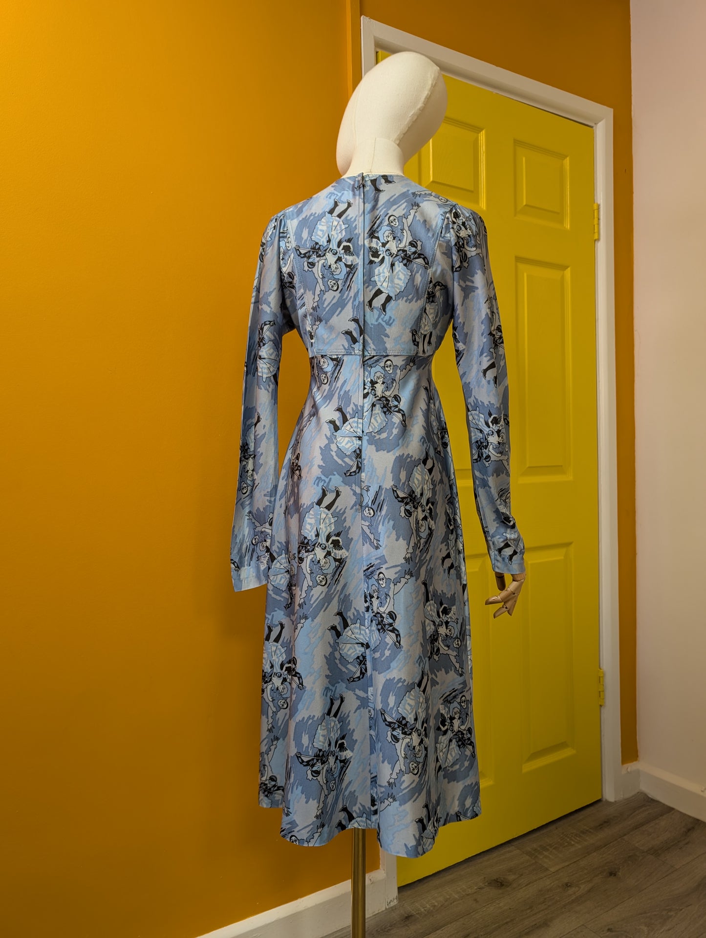1970s novelty Pierrot clown/harlequin print dress - XS/S