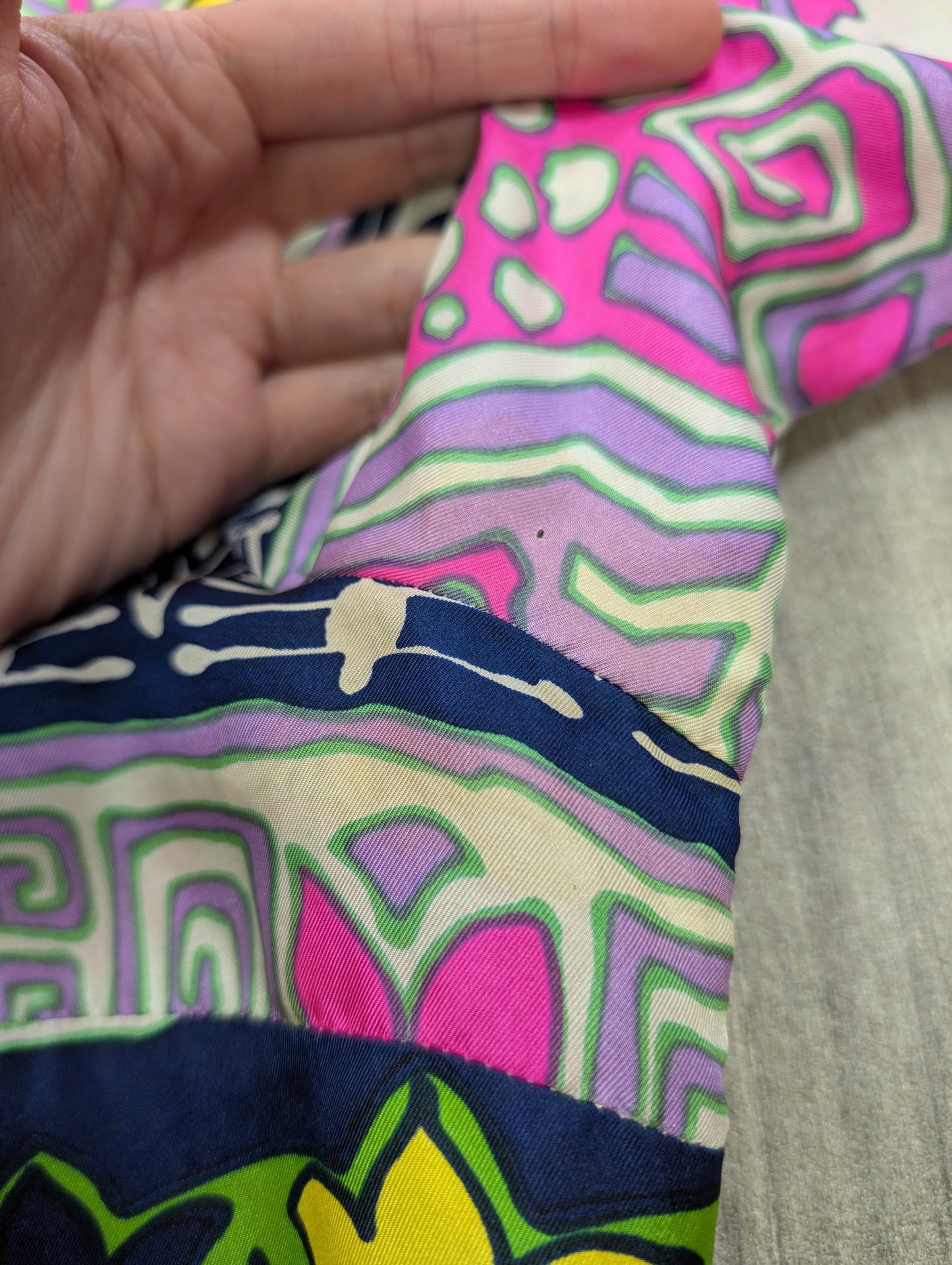1960s Pierr Ghy Paris pure silk pink/green shirt and belt - up to a M