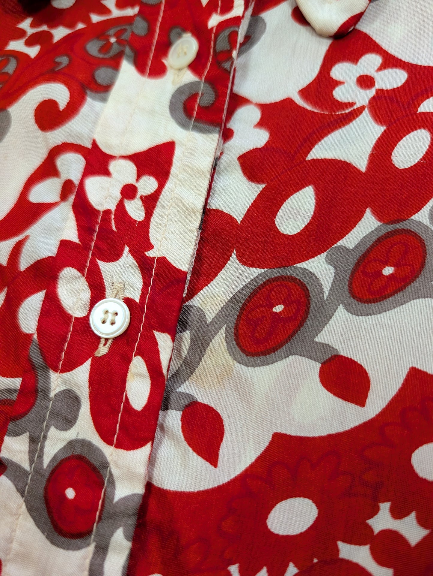 1960s Pierr Ghy Paris pure silk red/white top and belt - up to a M