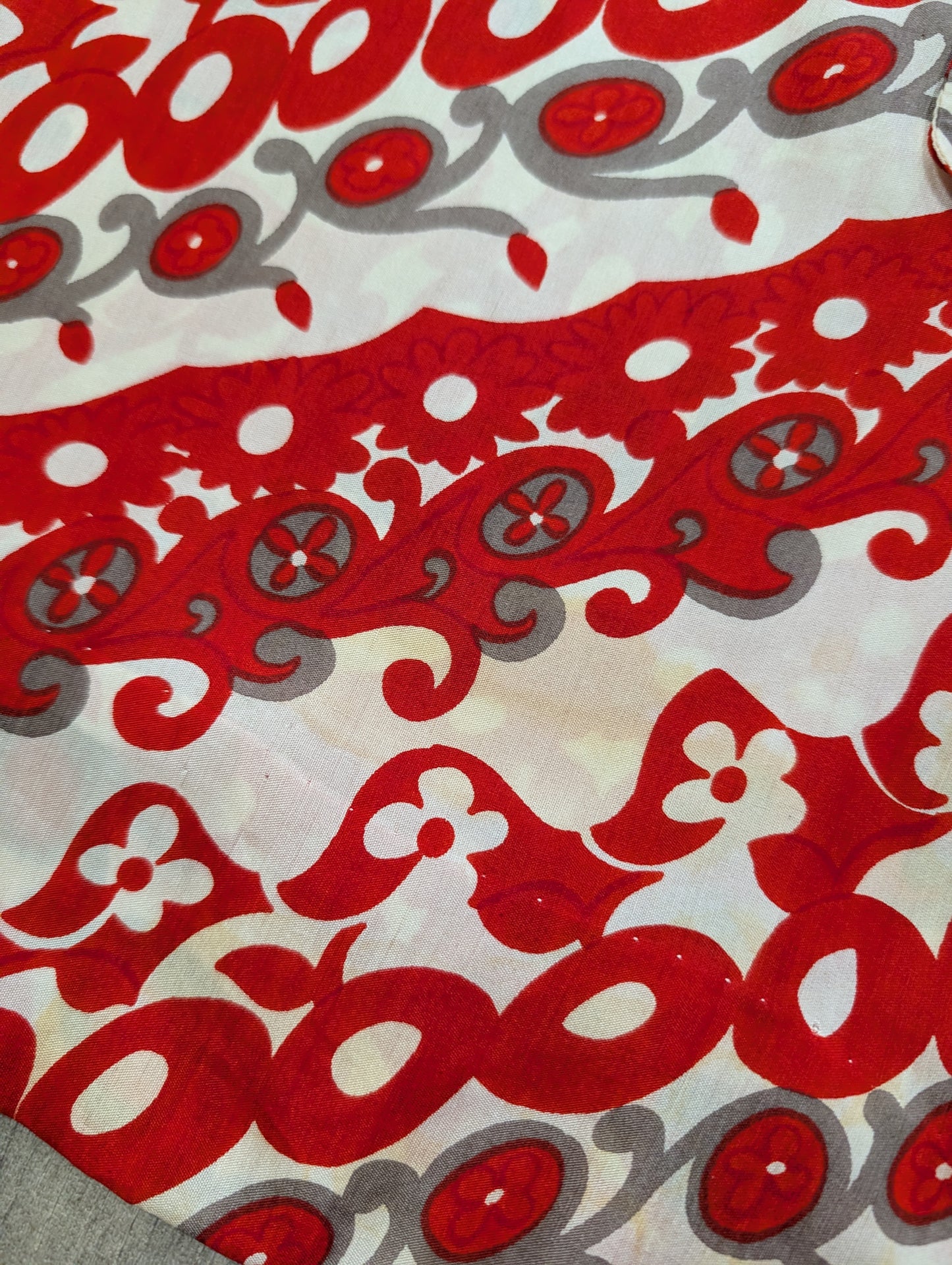 1960s Pierr Ghy Paris pure silk red/white top and belt - up to a M