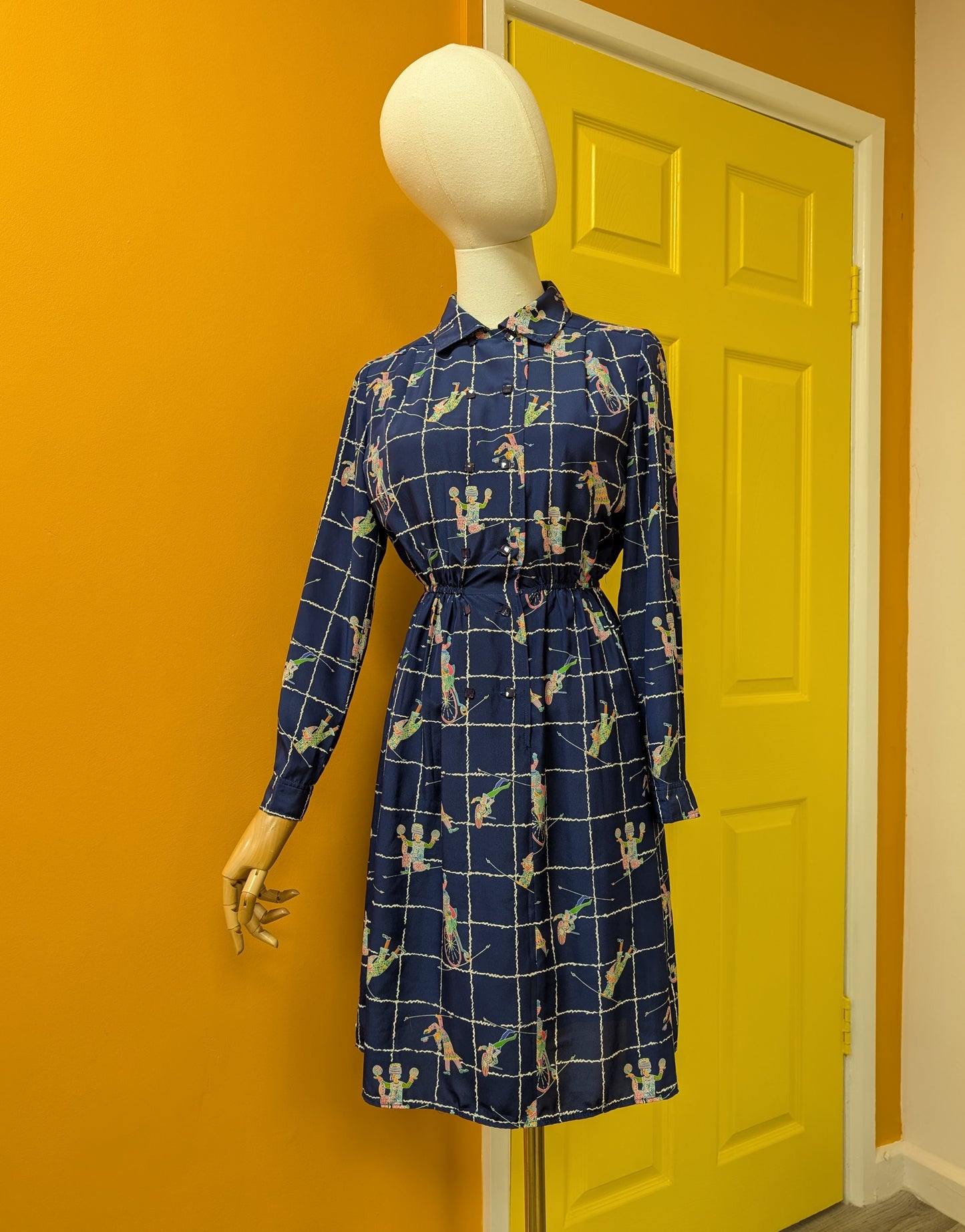 1980s clown print dress - XS