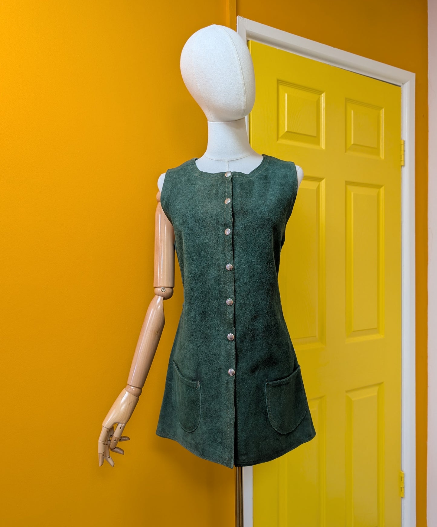 60s/70s Green suede waistcoat - S