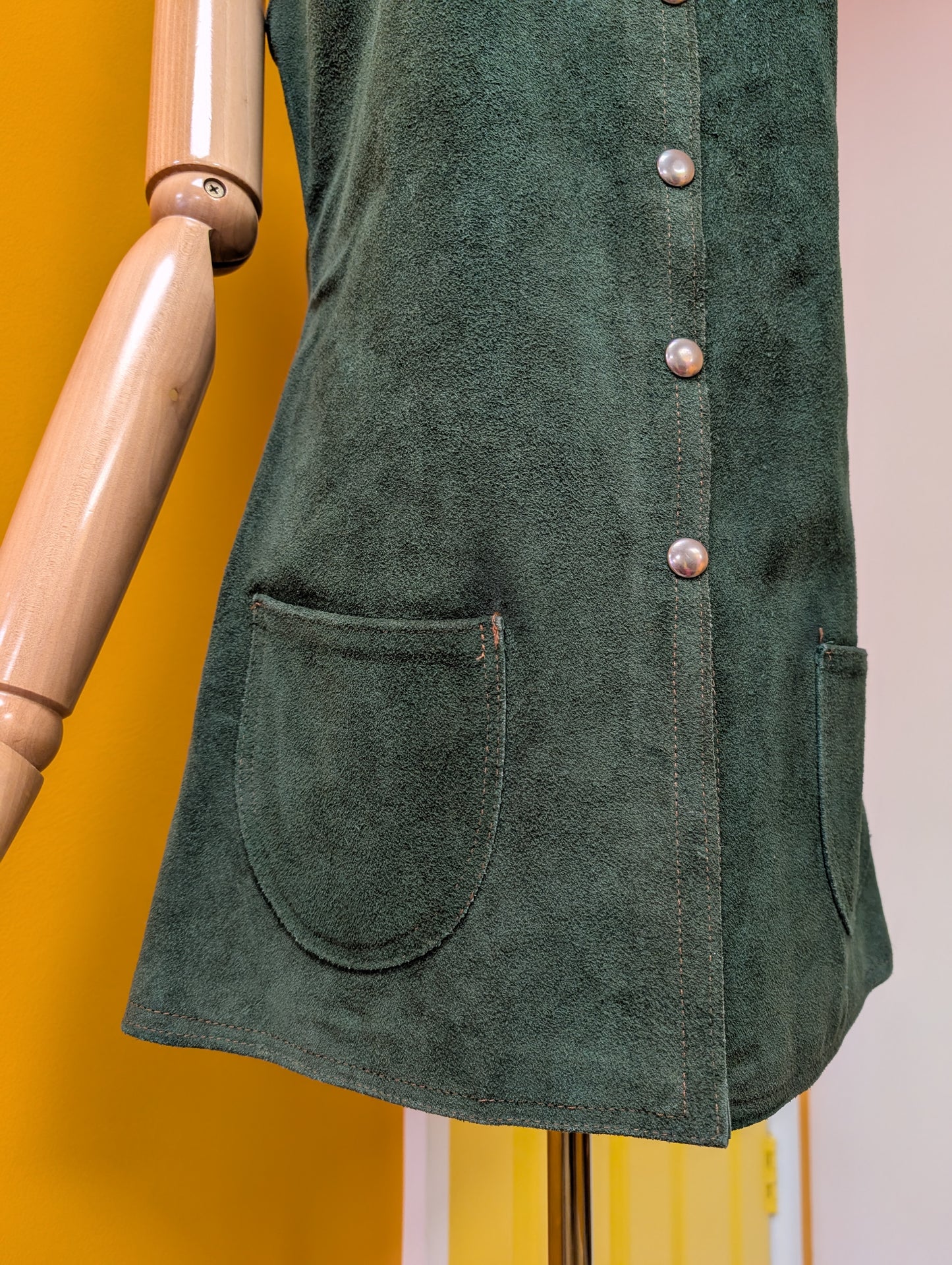 60s/70s Green suede waistcoat - S