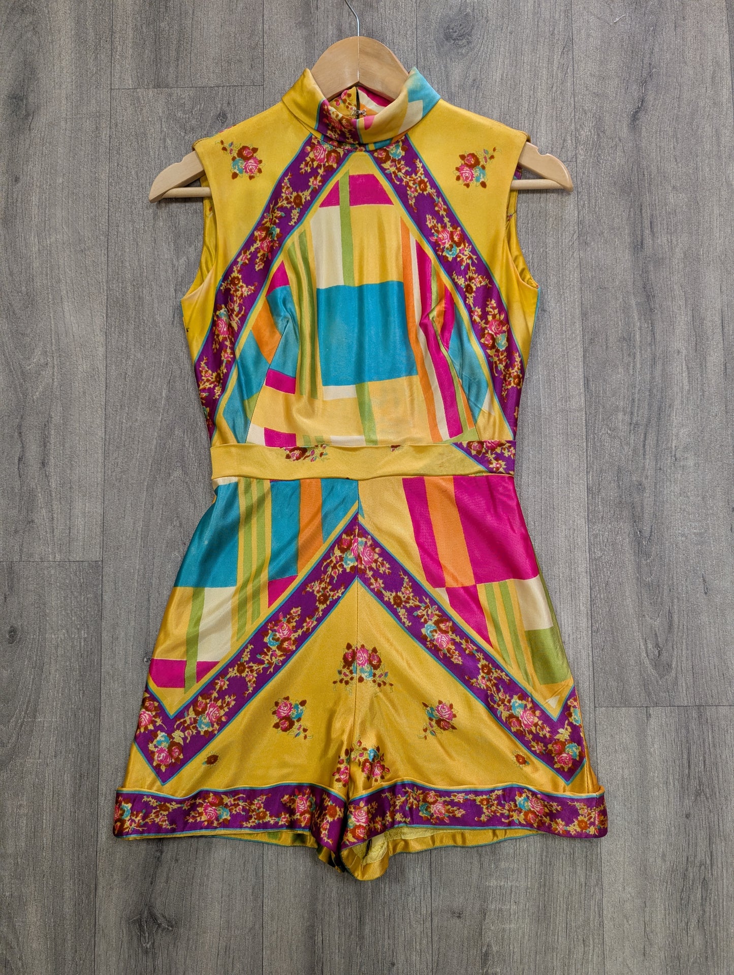 60s/70s psychedelic playsuit -XS/6