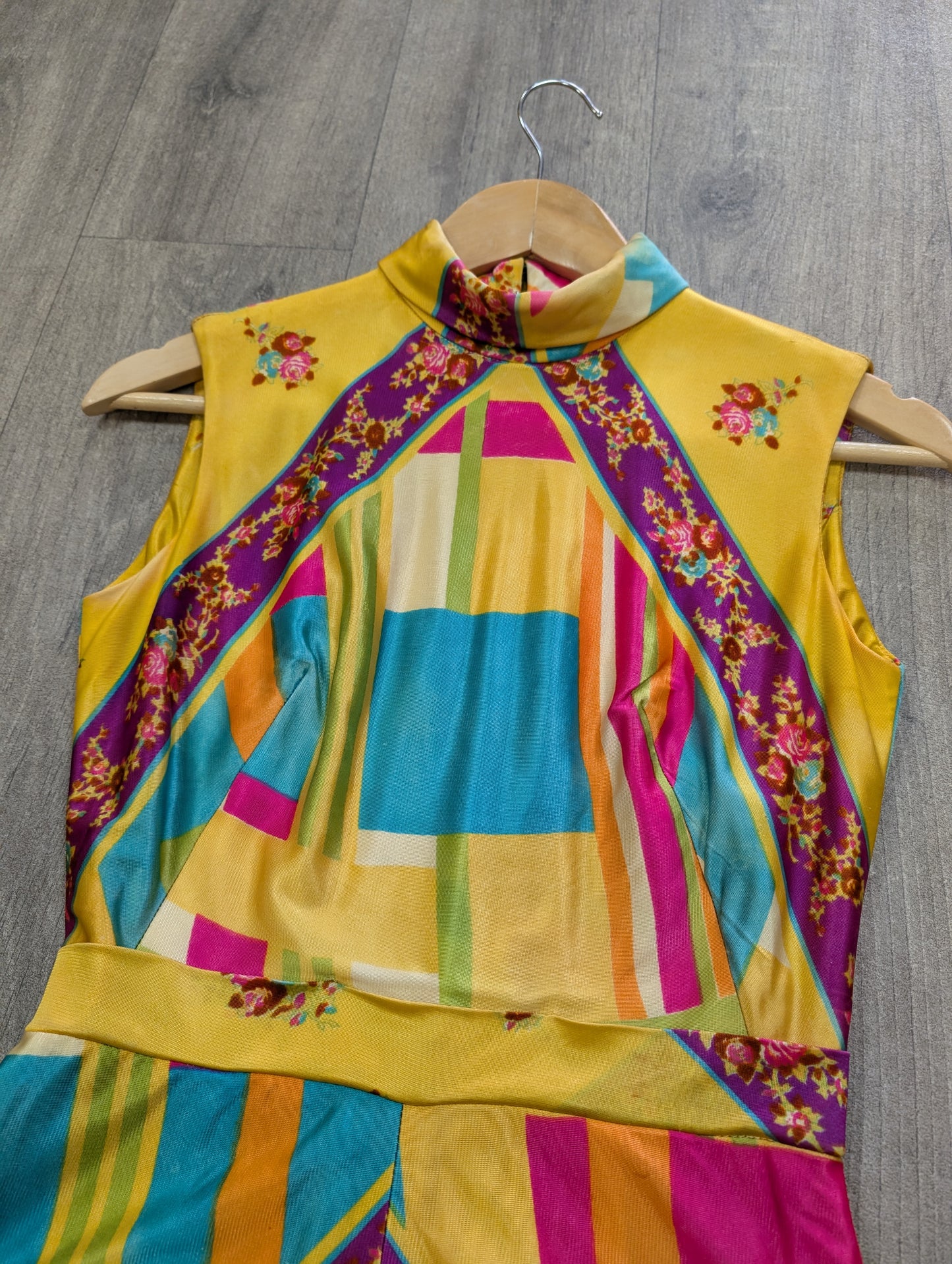 60s/70s psychedelic playsuit -XS/6