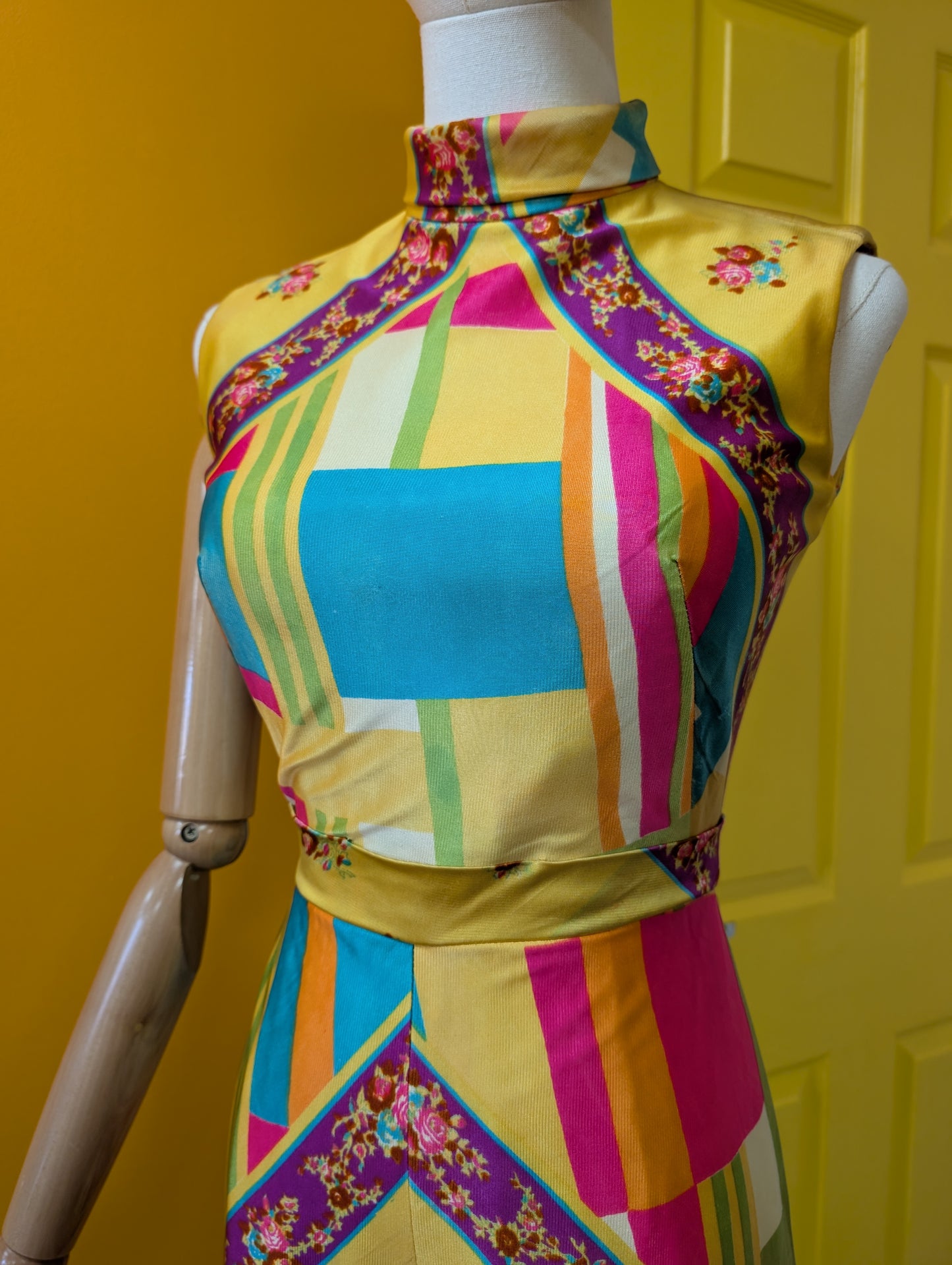 60s/70s psychedelic playsuit -XS/6