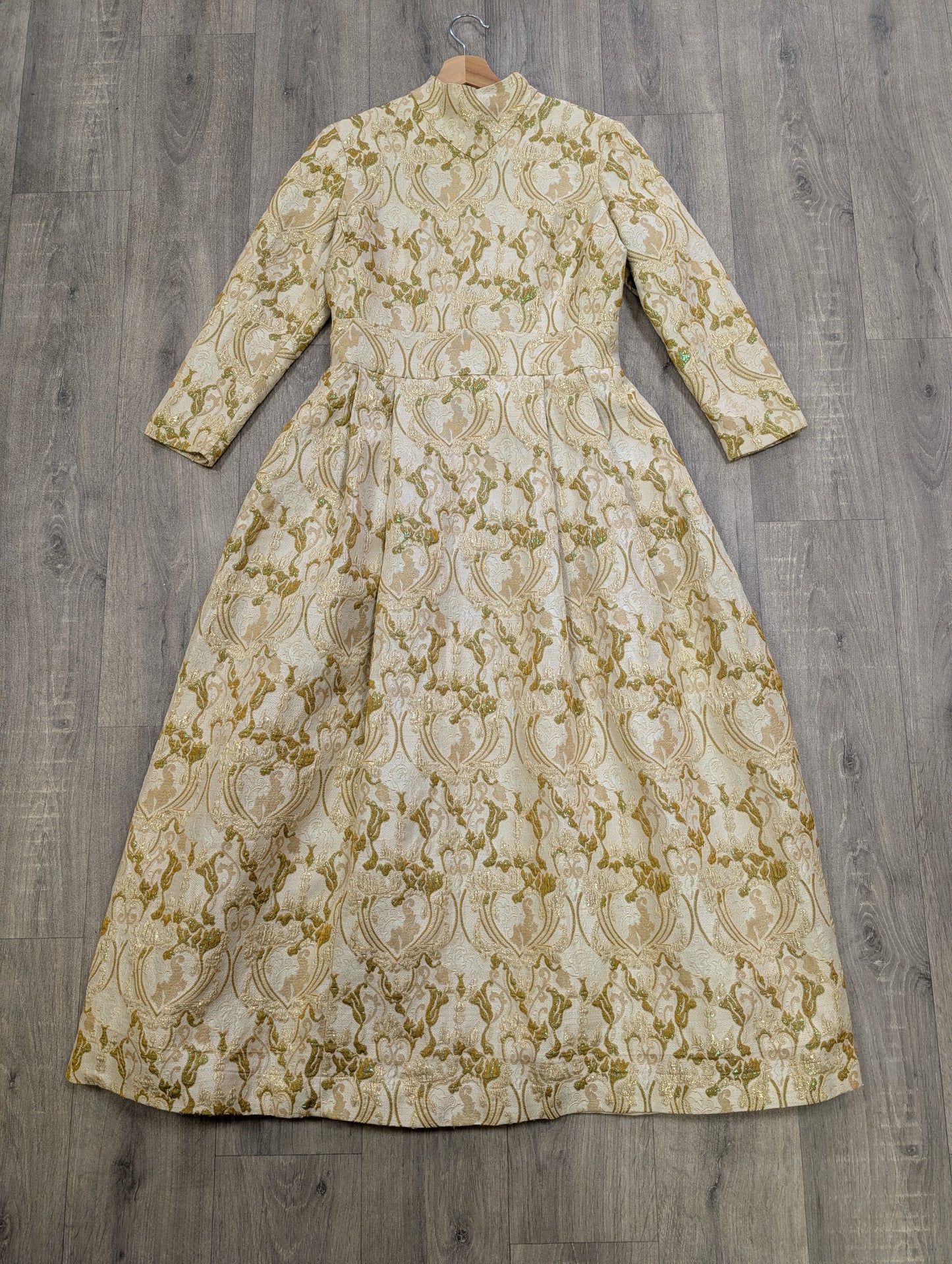 1960s Global gold brocade maxi dress - M/12