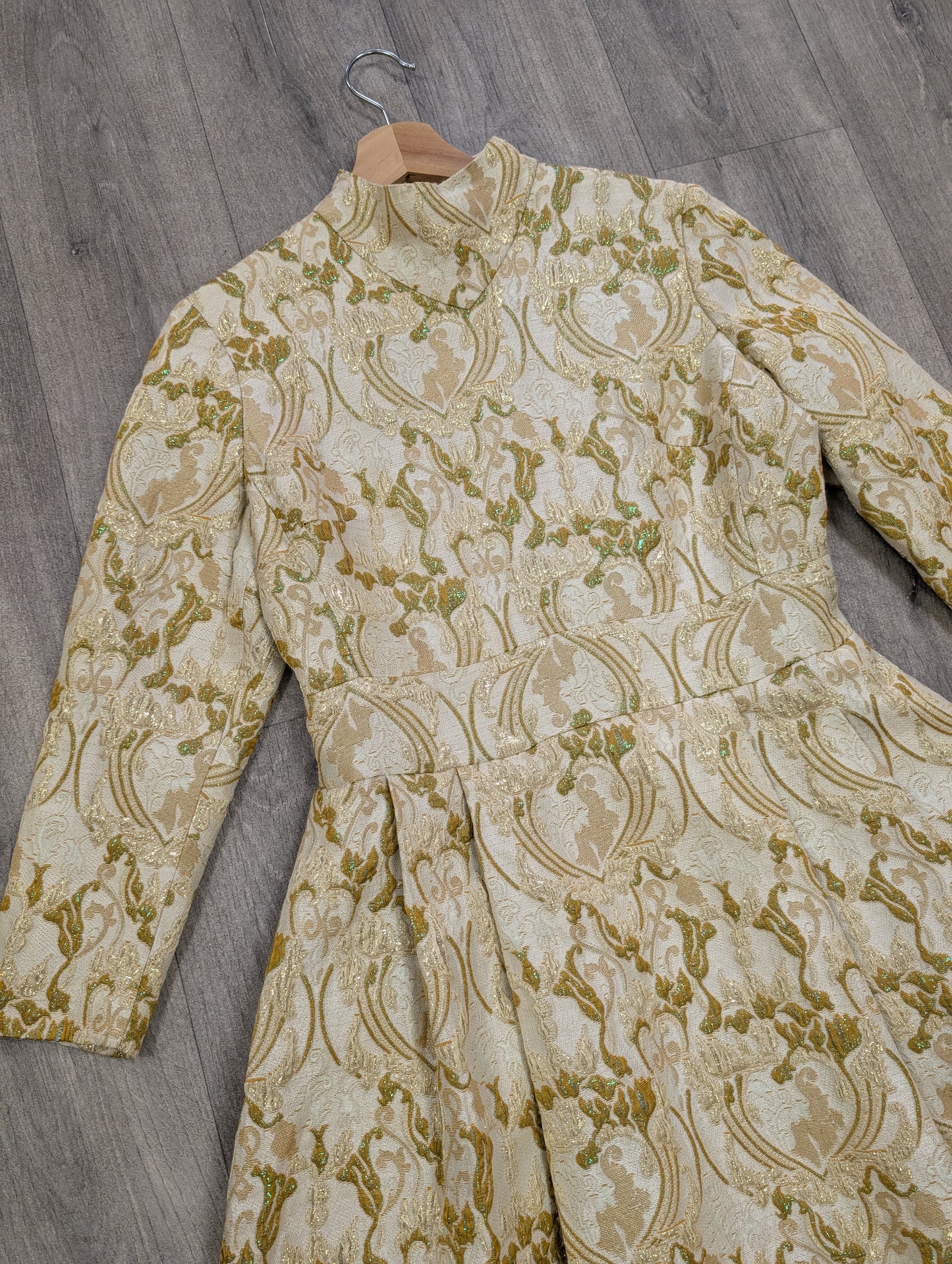 1960s Global gold brocade maxi dress - M/12