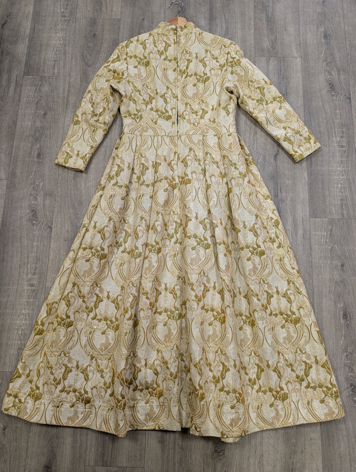 1960s Global gold brocade maxi dress - M/12