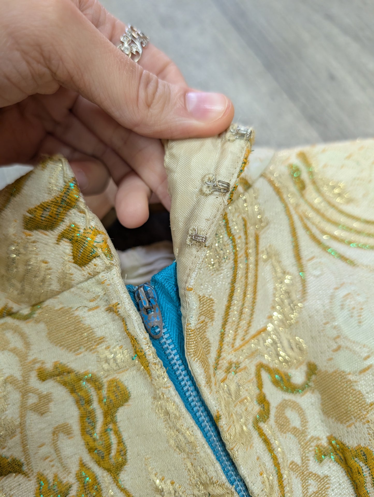 1960s Global gold brocade maxi dress - M/12