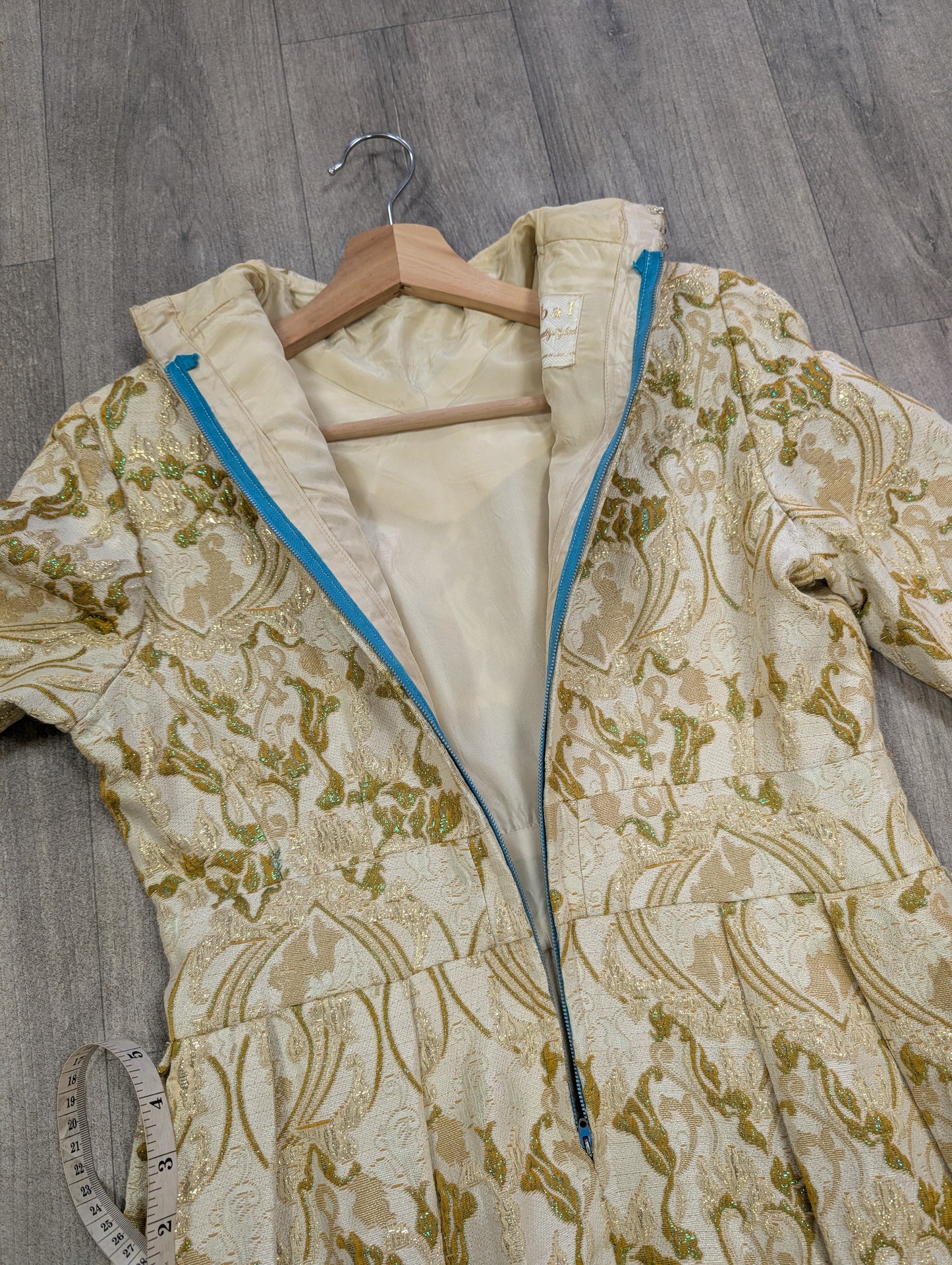 1960s Global gold brocade maxi dress - M/12