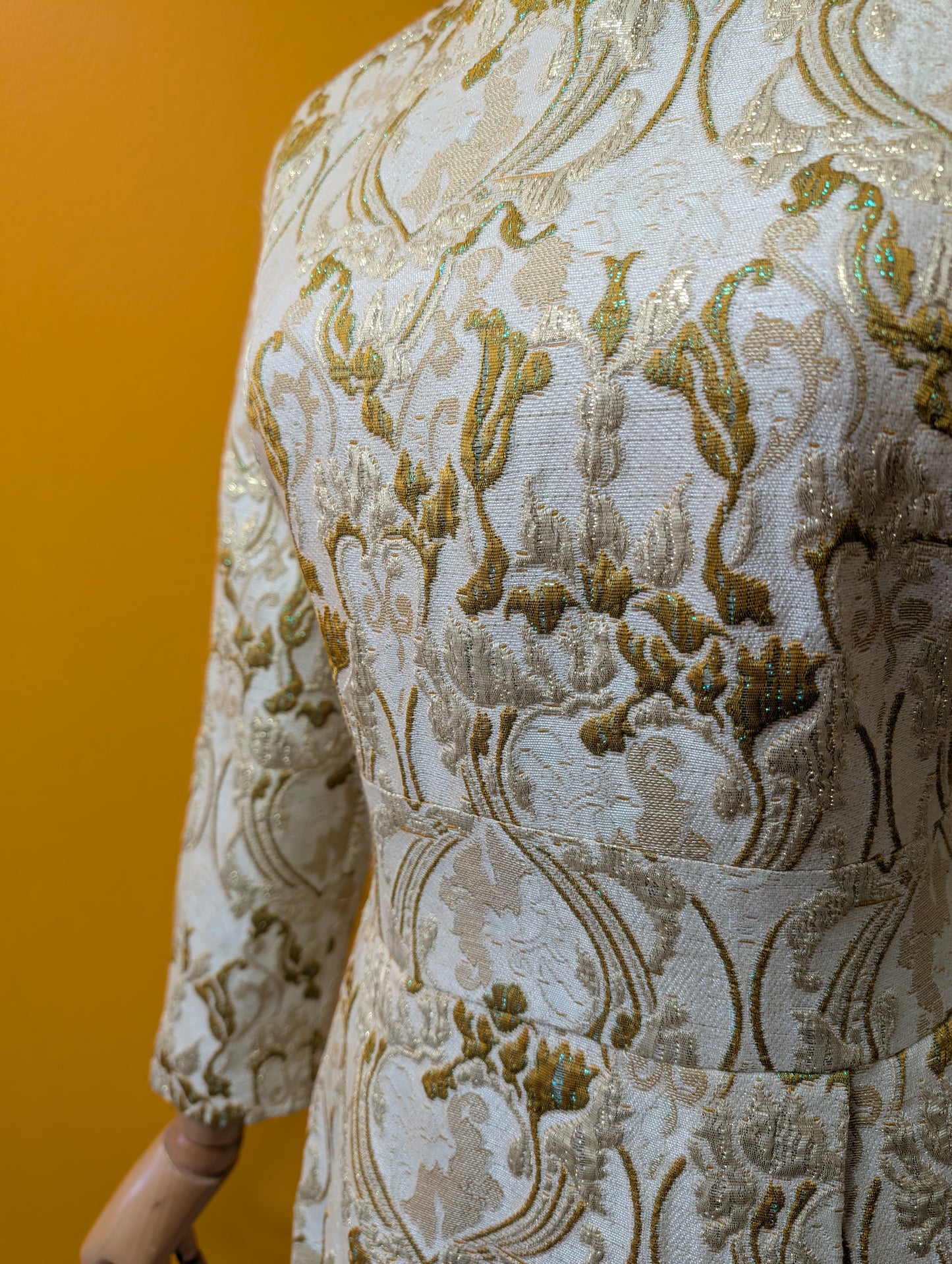 1960s Global gold brocade maxi dress - M/12
