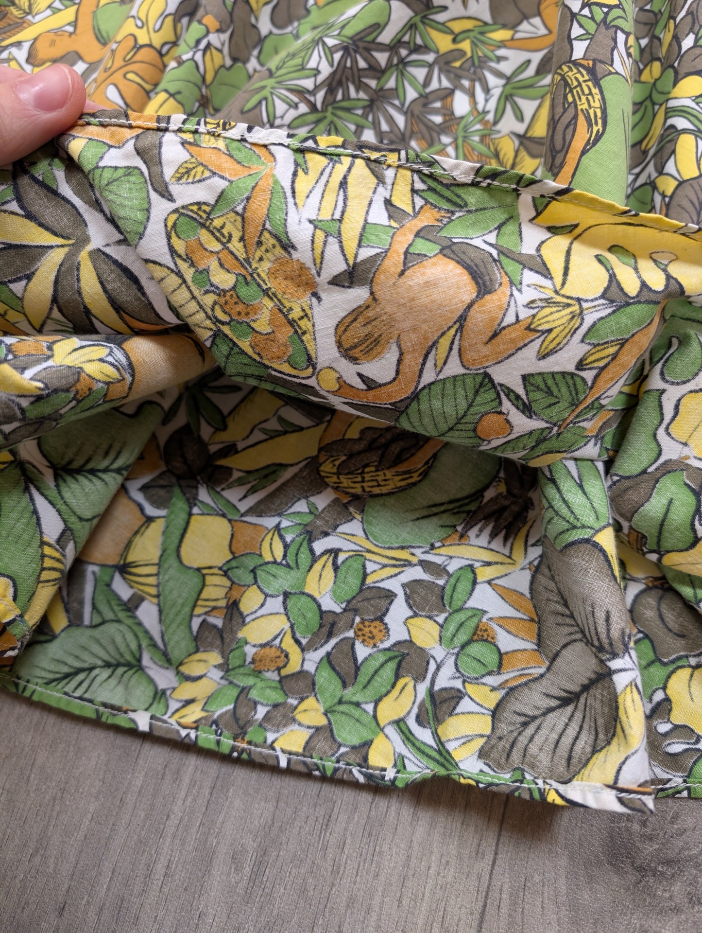 Epic 1950s Prologue novelty jungle/plant/horse print full circle cotton dress - S/10