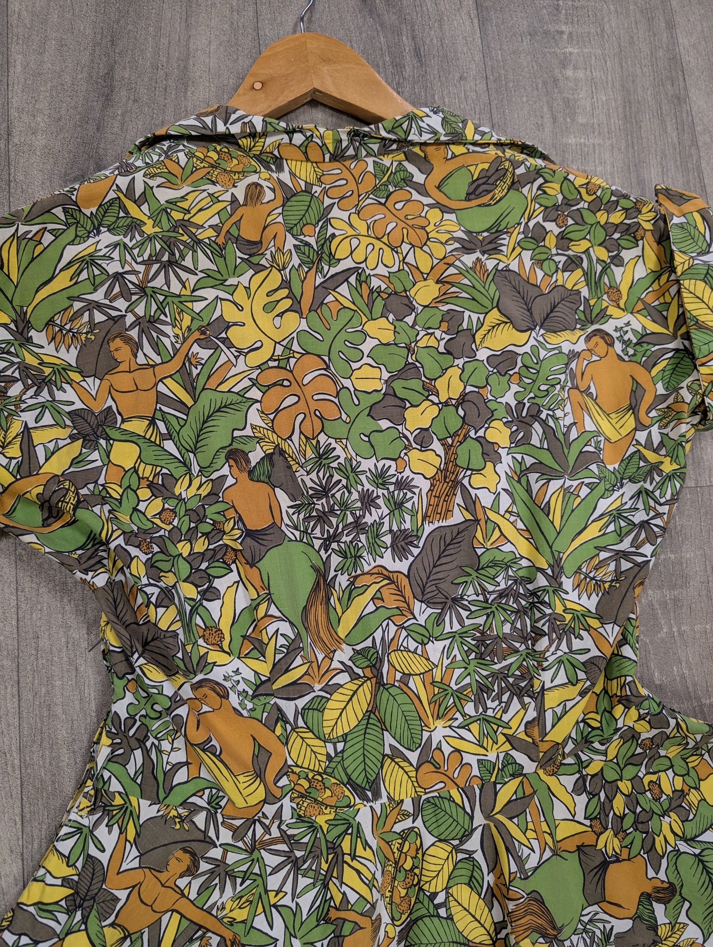 Epic 1950s Prologue novelty jungle/plant/horse print full circle cotton dress - S/10