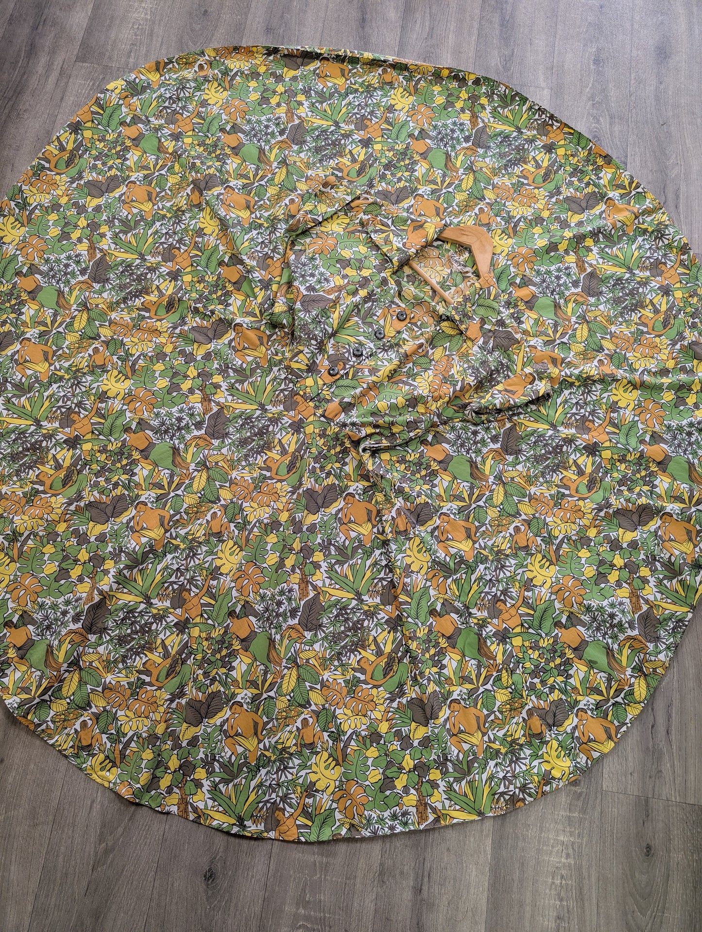 Epic 1950s Prologue novelty jungle/plant/horse print full circle cotton dress - S/10