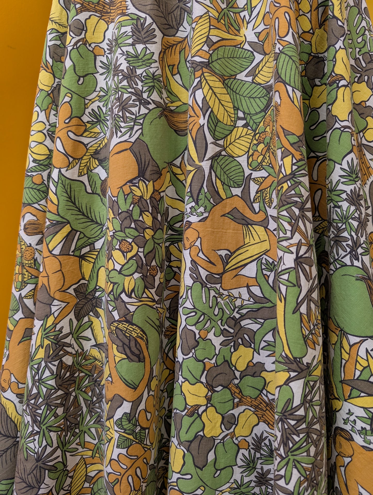 Epic 1950s Prologue novelty jungle/plant/horse print full circle cotton dress - S/10