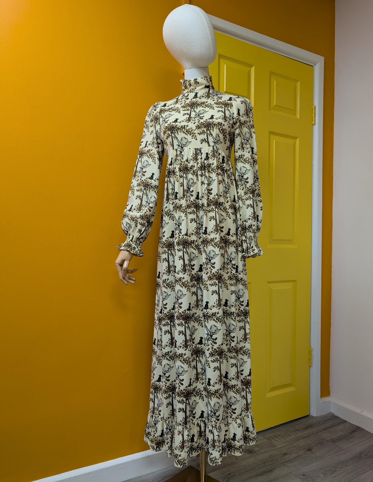 1970s Marion Donaldson novelty Holly Hobbie print maxi dress - XS/S/6/8