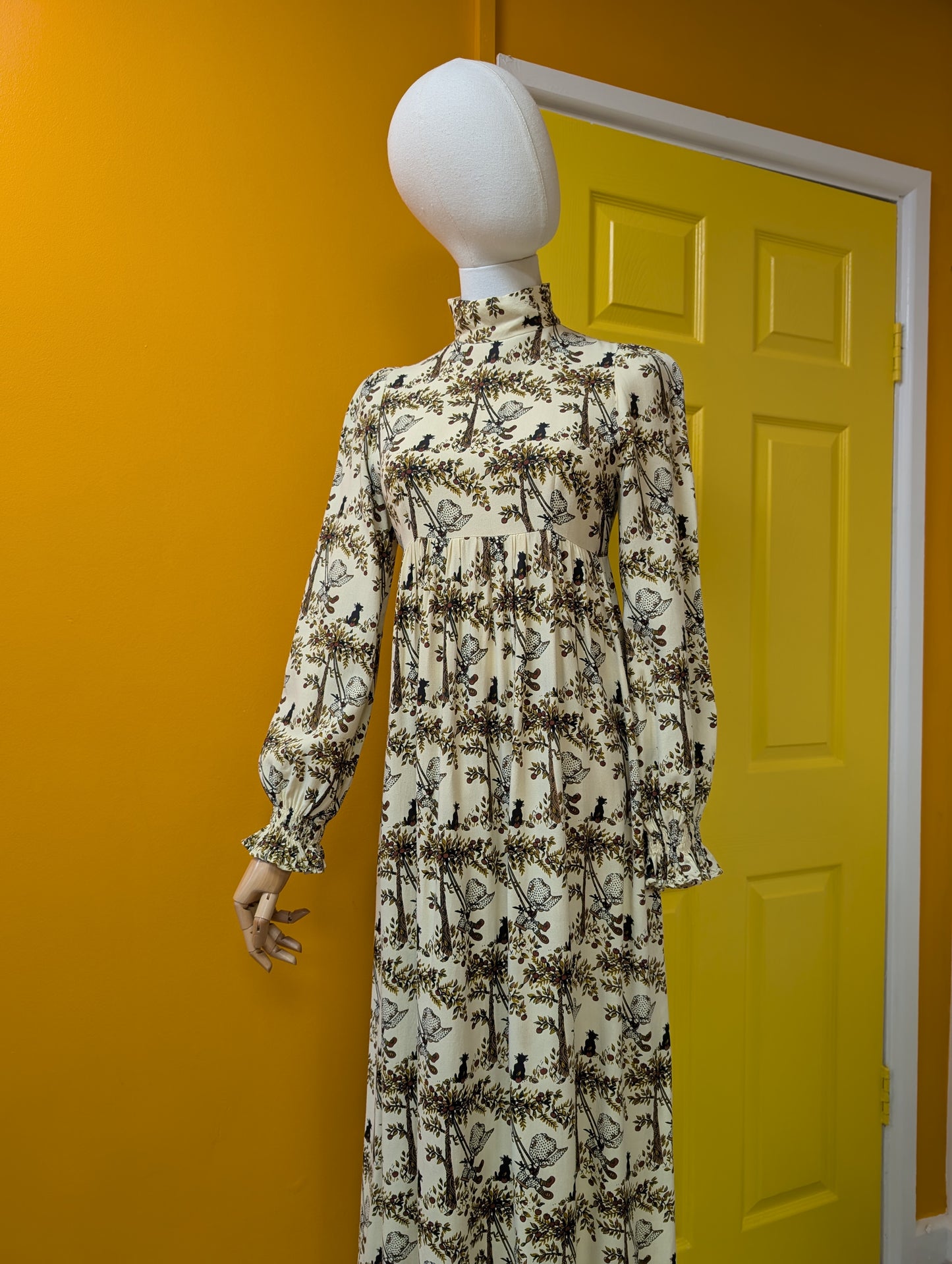 1970s Marion Donaldson novelty Holly Hobbie print maxi dress - XS/S/6/8