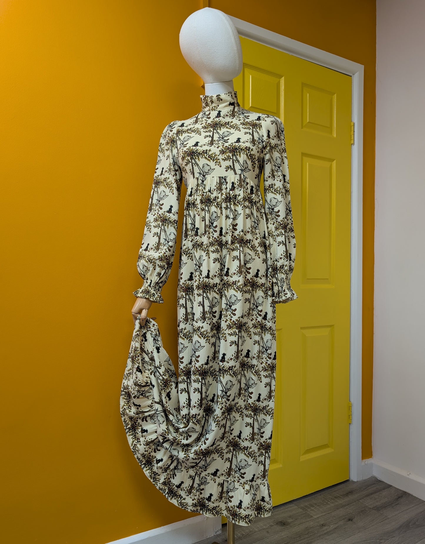 1970s Marion Donaldson novelty Holly Hobbie print maxi dress - XS/S/6/8