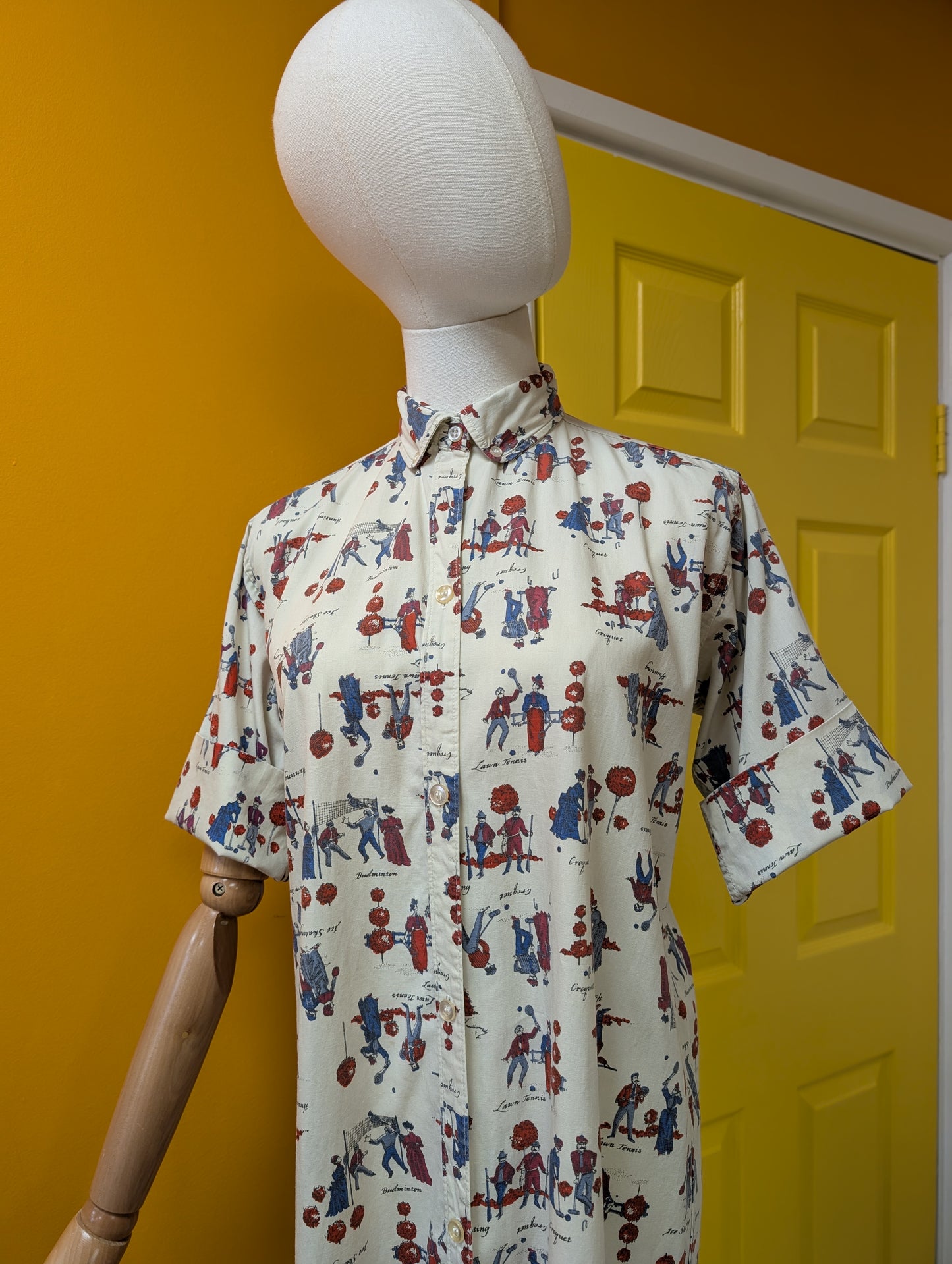 1960s Miss Fashionality novelty print cotton shirt shift dress
