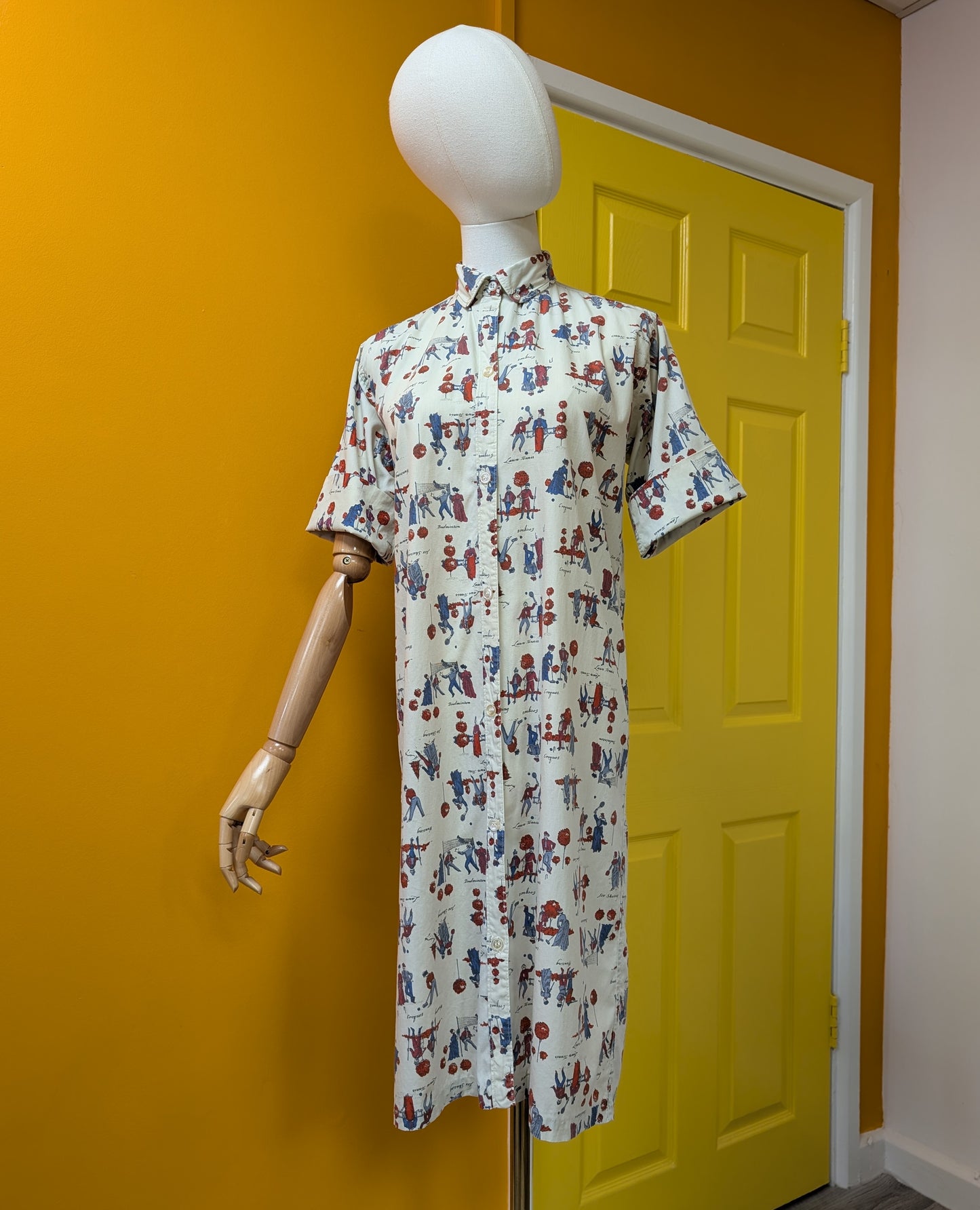 1960s Miss Fashionality novelty print cotton shirt shift dress