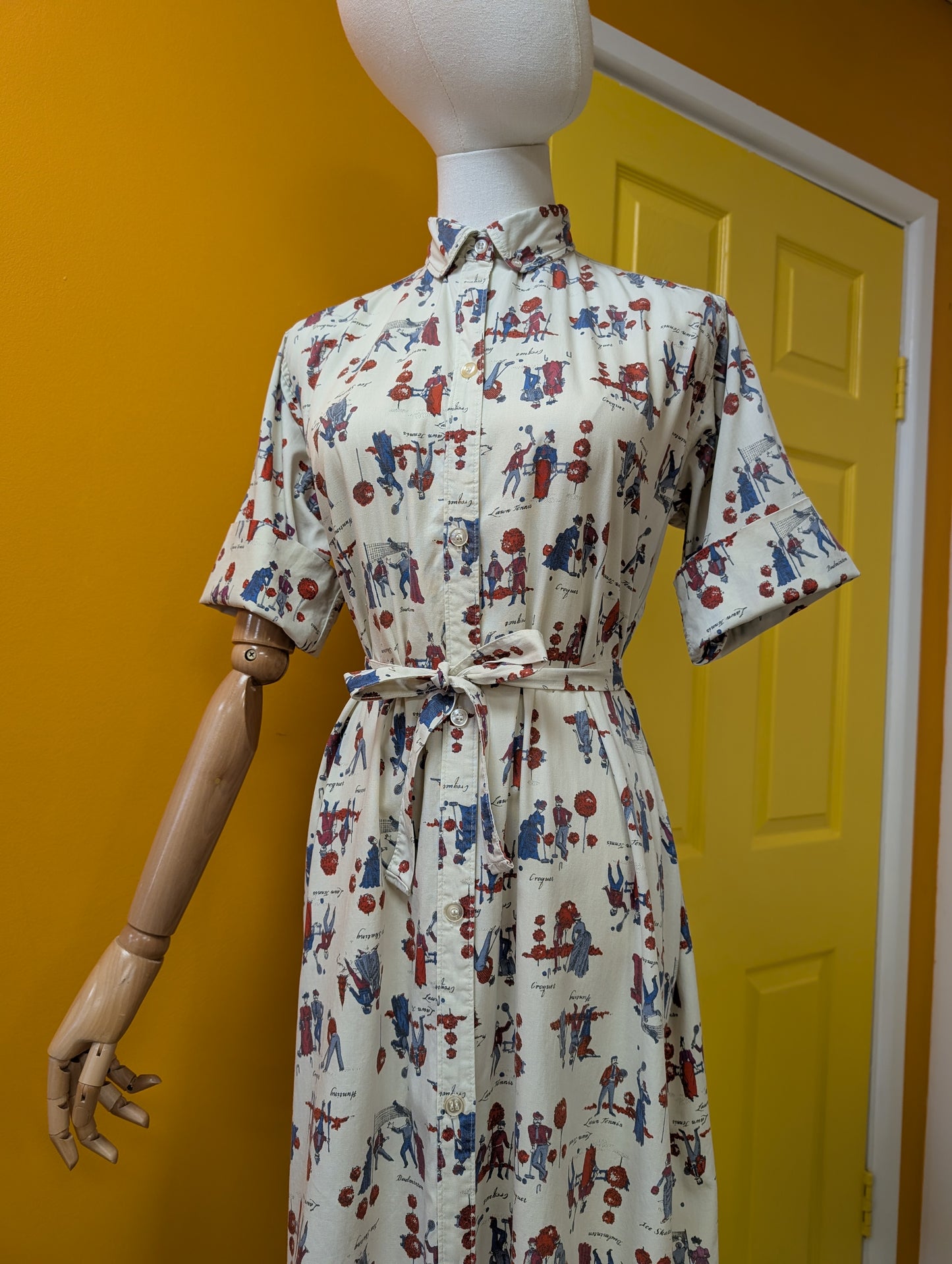 1960s Miss Fashionality novelty print cotton shirt shift dress