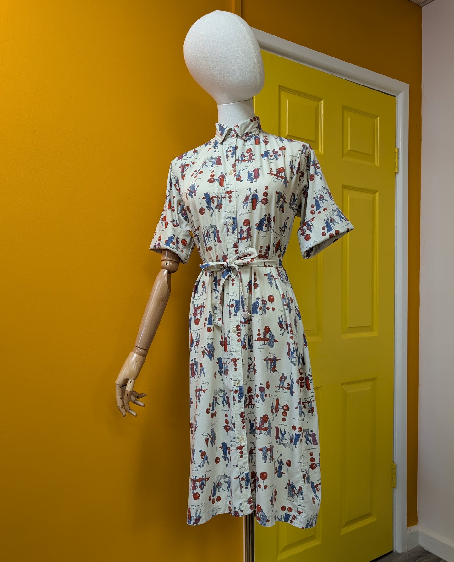 1960s Miss Fashionality novelty print cotton shirt shift dress