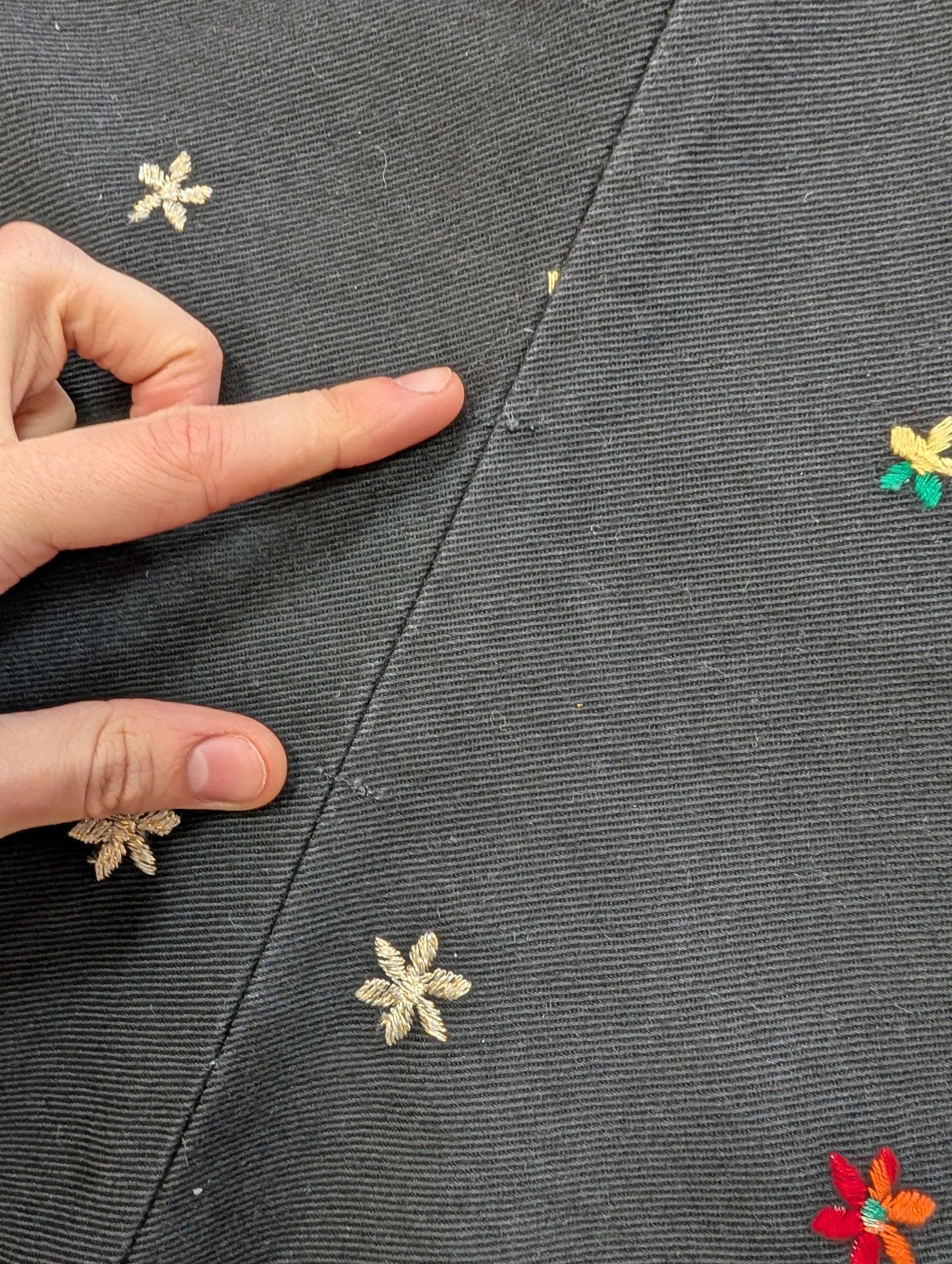1970s embroidered denim dress - XS