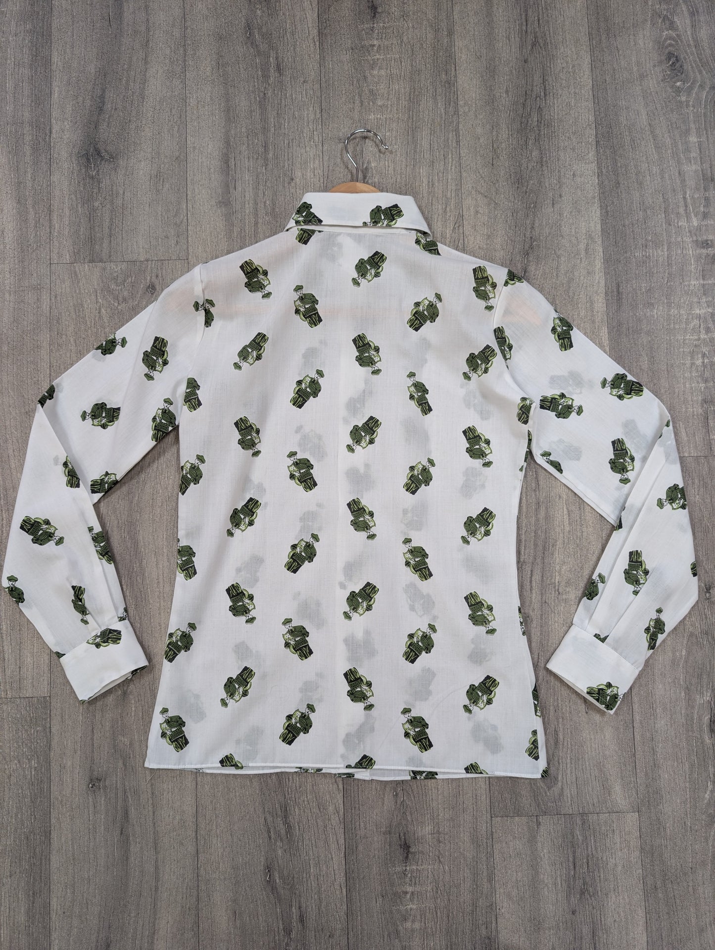 1970s Brutus novelty print dagger collar shirt - XS/S