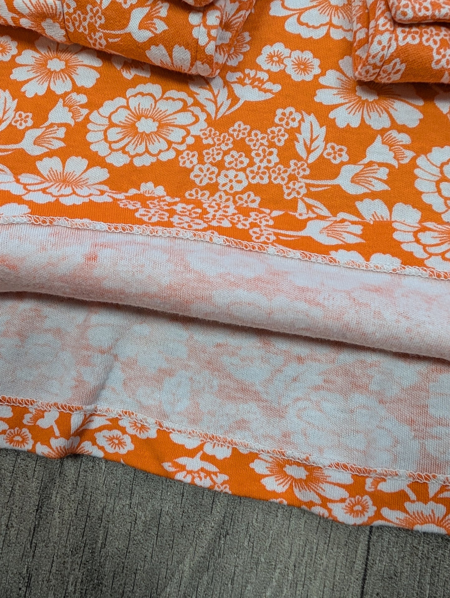 1970s orange floral cotton shirt - XS/S