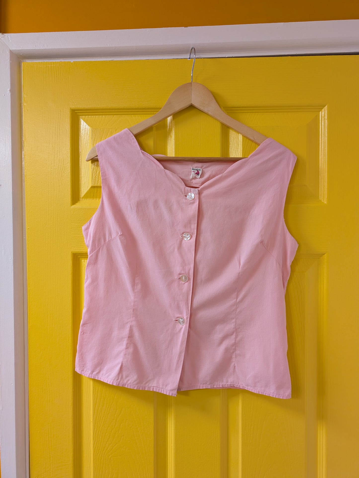 1950s Red Girl pink cotton top - M