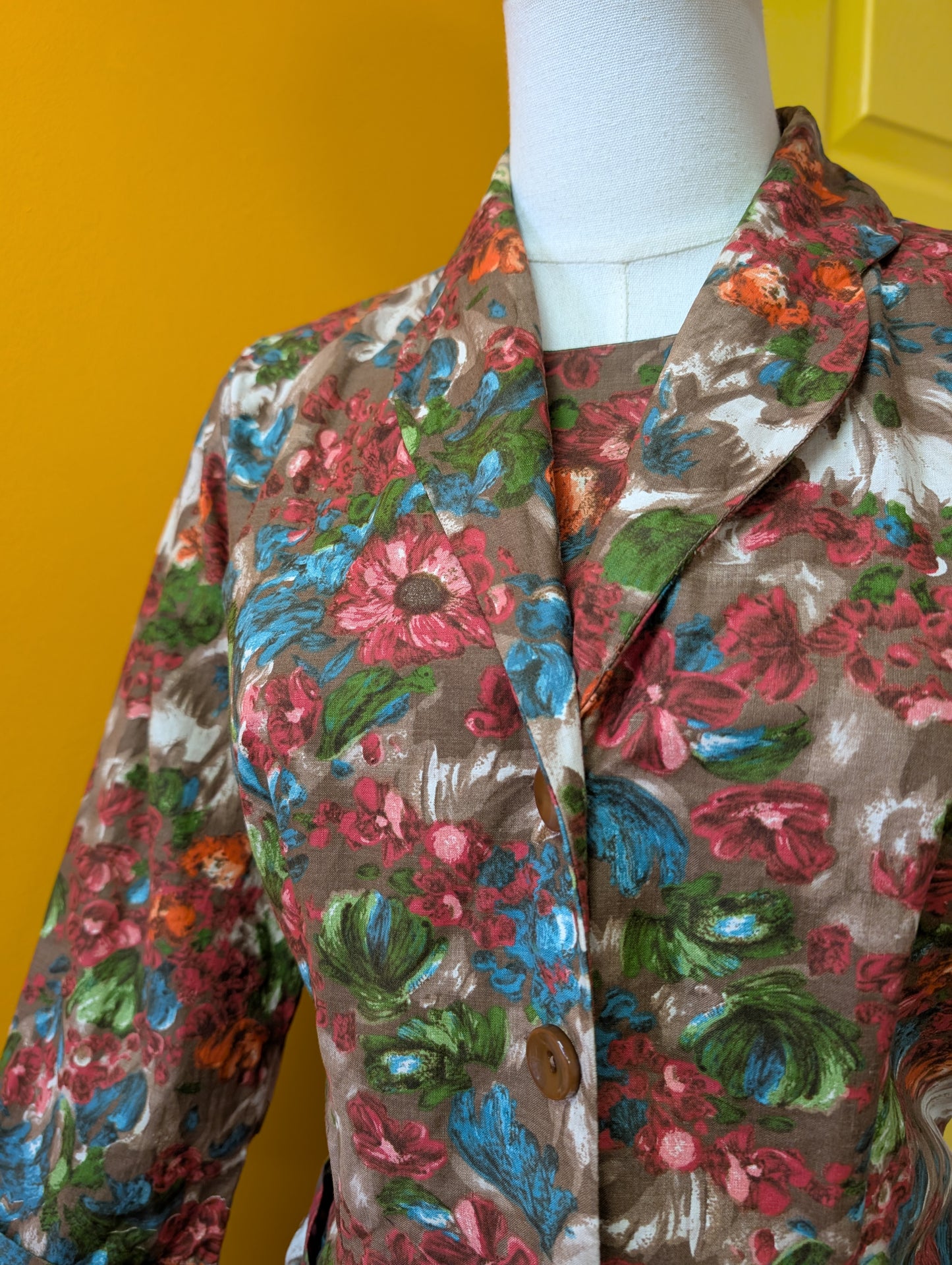 50s/60s Welsmere cotton dress, belt & jacket - S/10