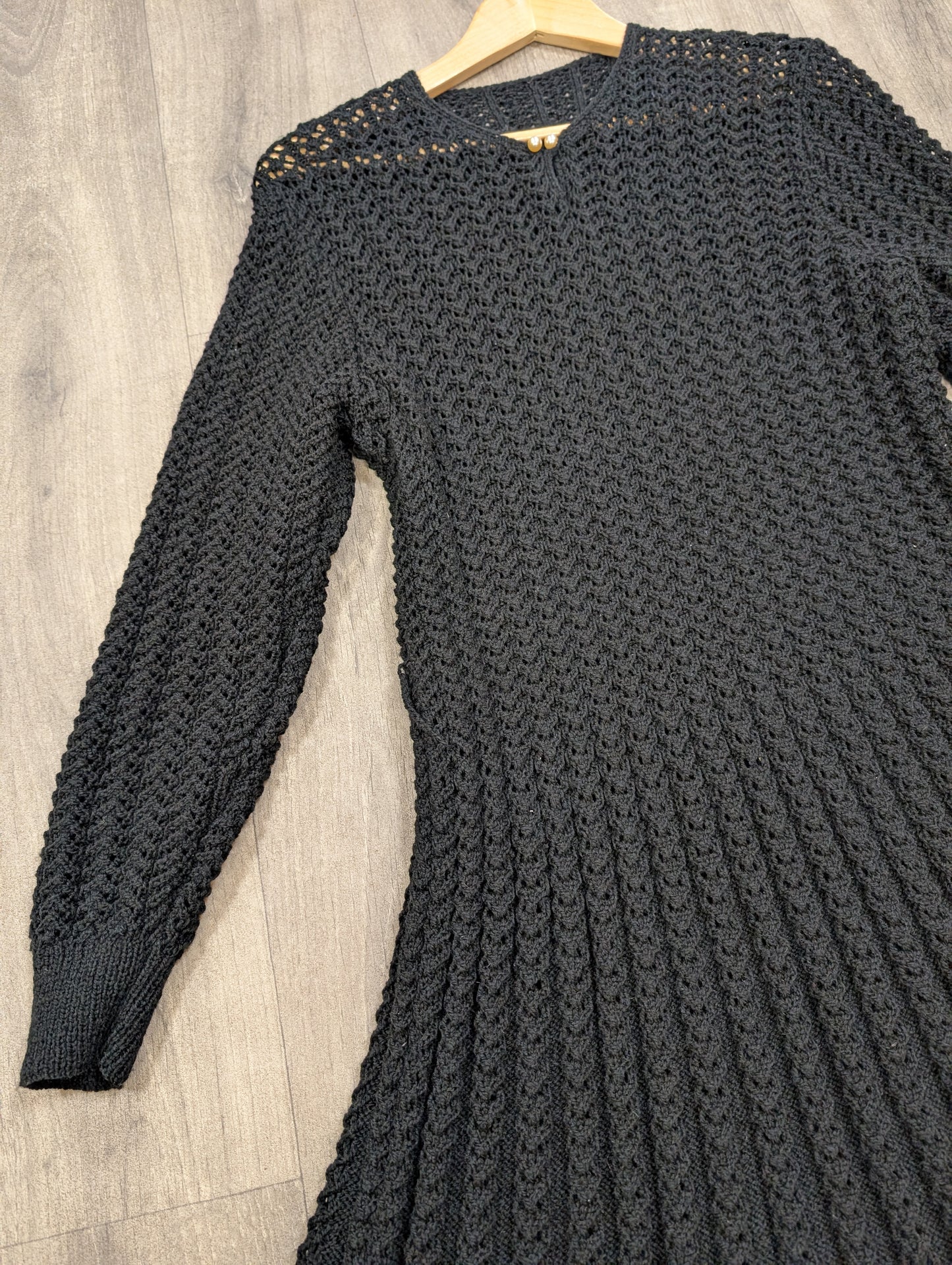 1980s black knitted dress - M