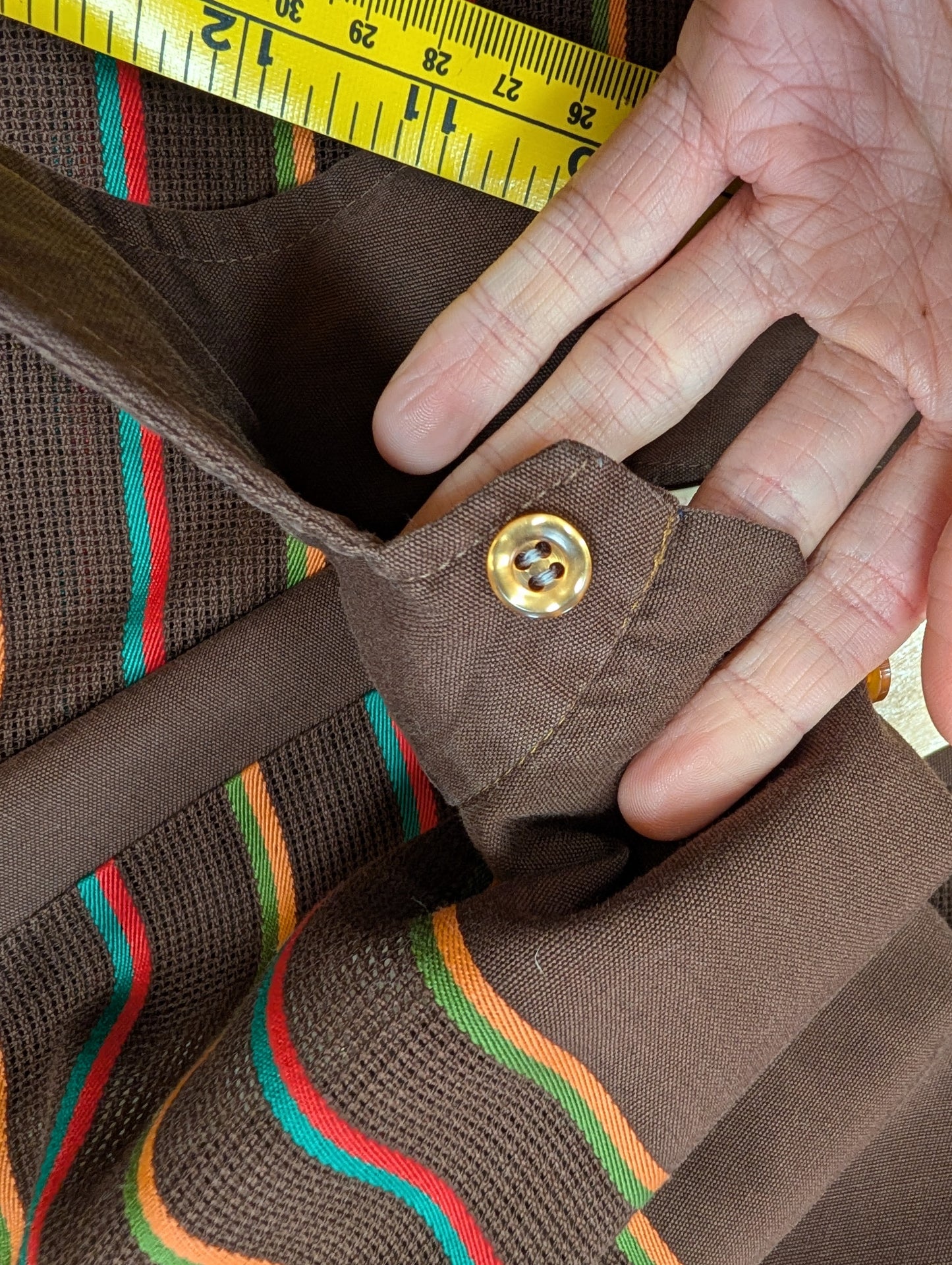 60s/70s brown cotton mesh shirt
