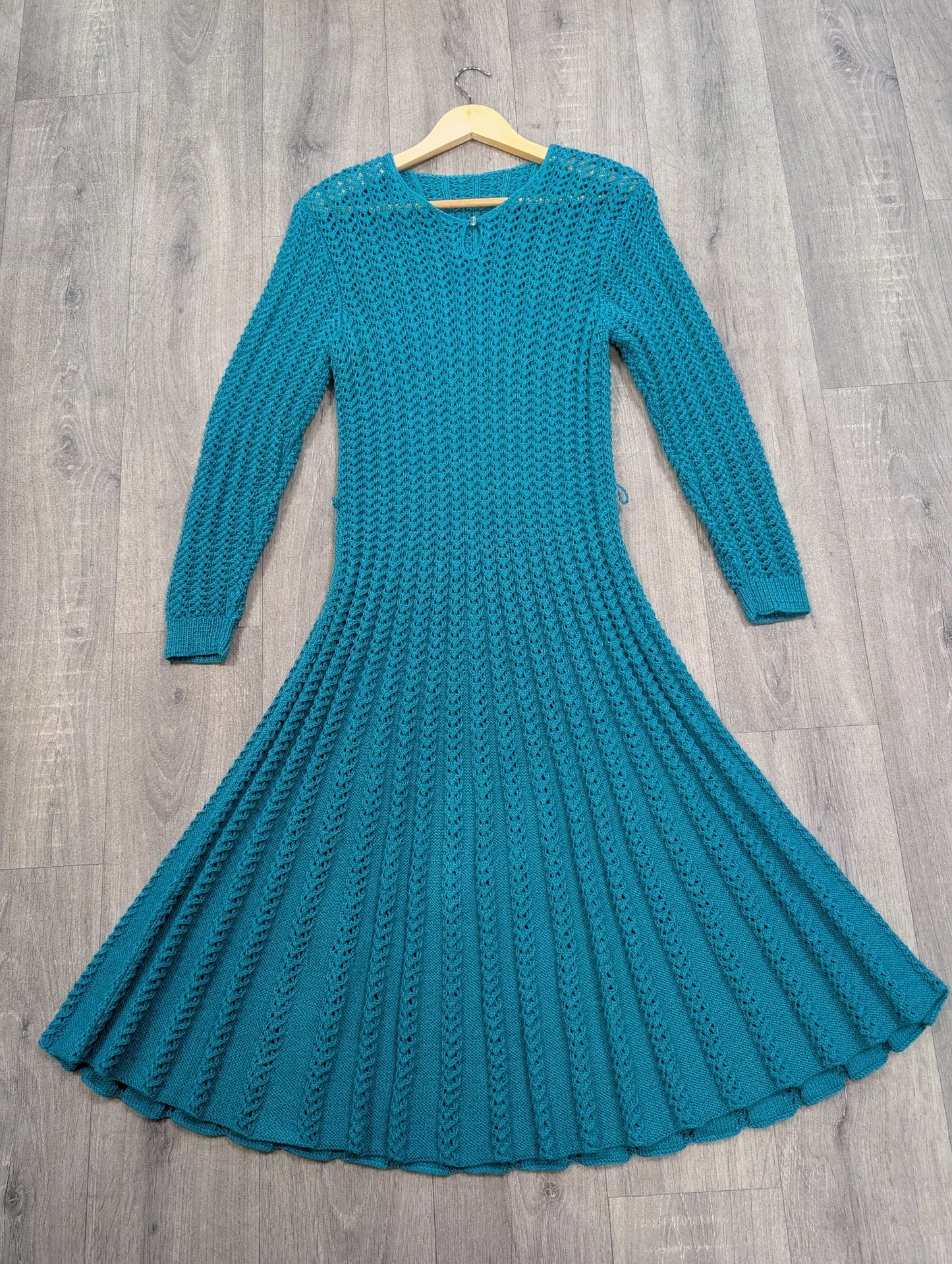 1980s green knitted dress - S/M