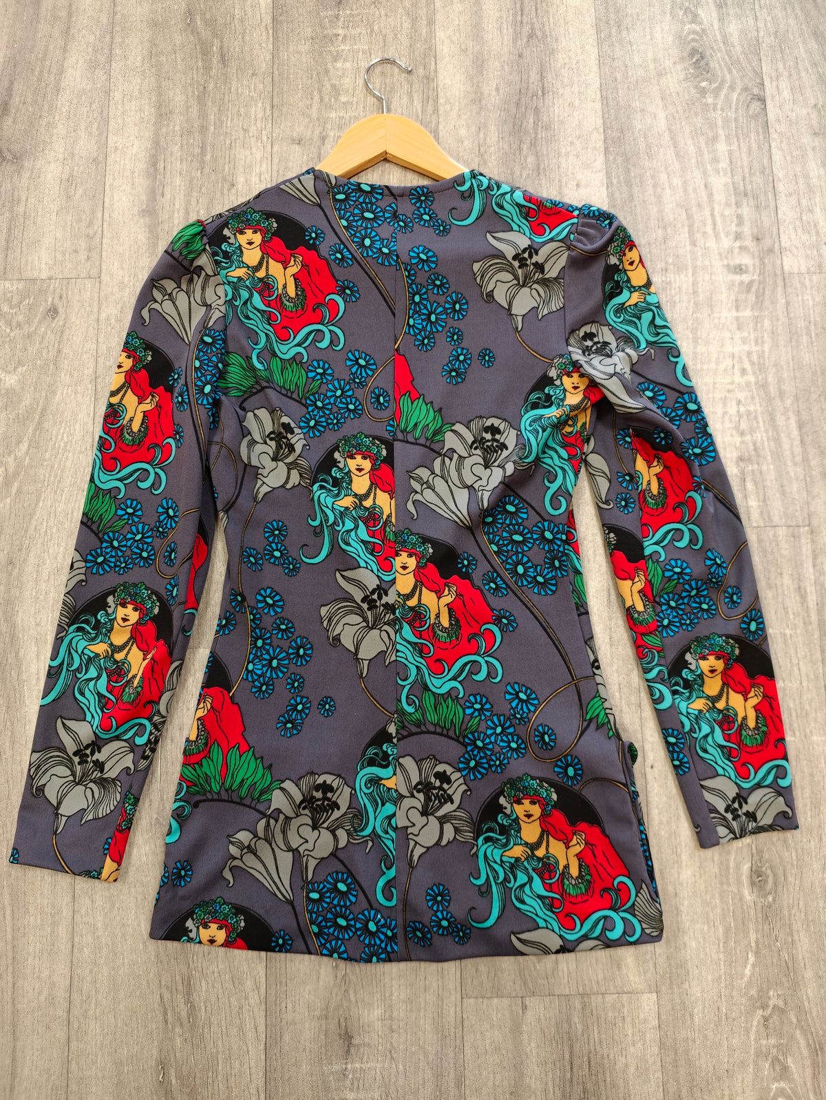 1970s Suku San novelty Art Nouveau print halter neck maxi dress & jacket - XS/S/6/8