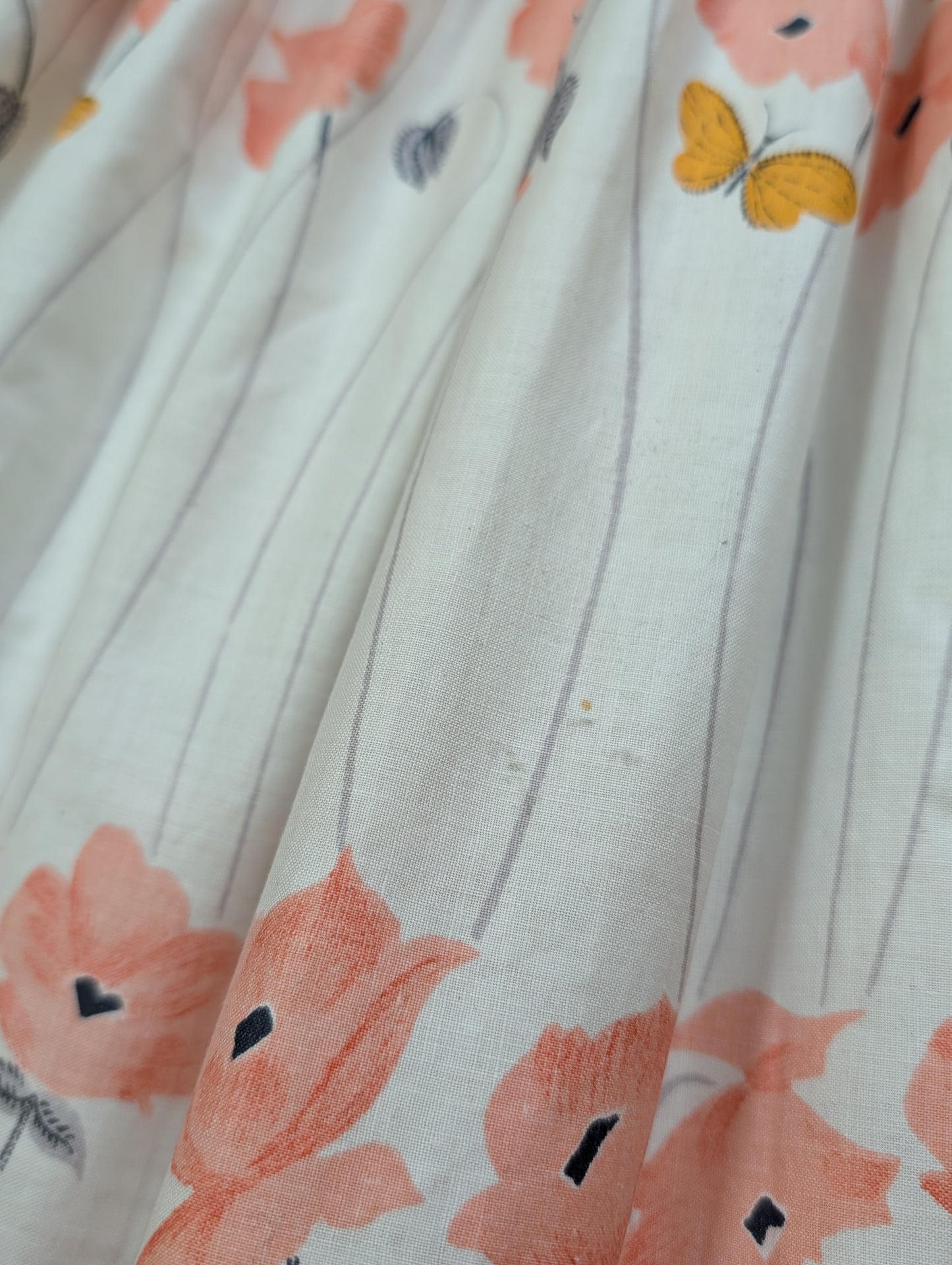 50s/60s floral butterfly print cotton dress - 37"B 29"W