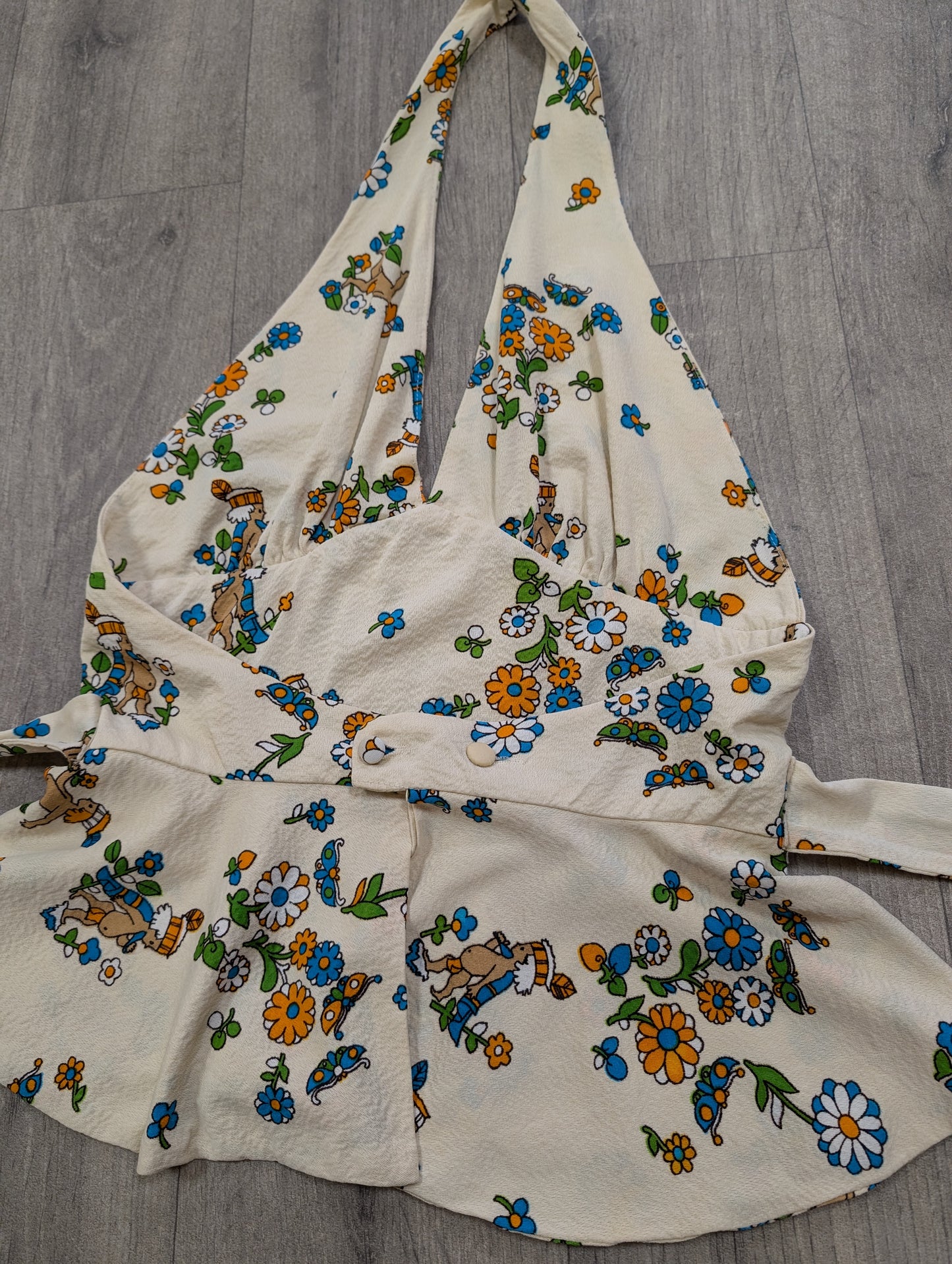 1970s novelty print top & trousers - S/8/10